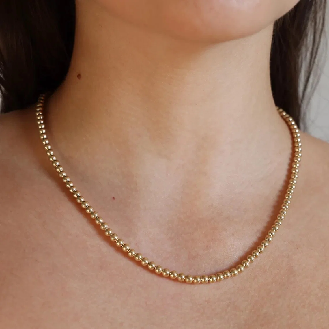 Gold Bead Ball Necklace — additional product image 4 from AntEva Crafts