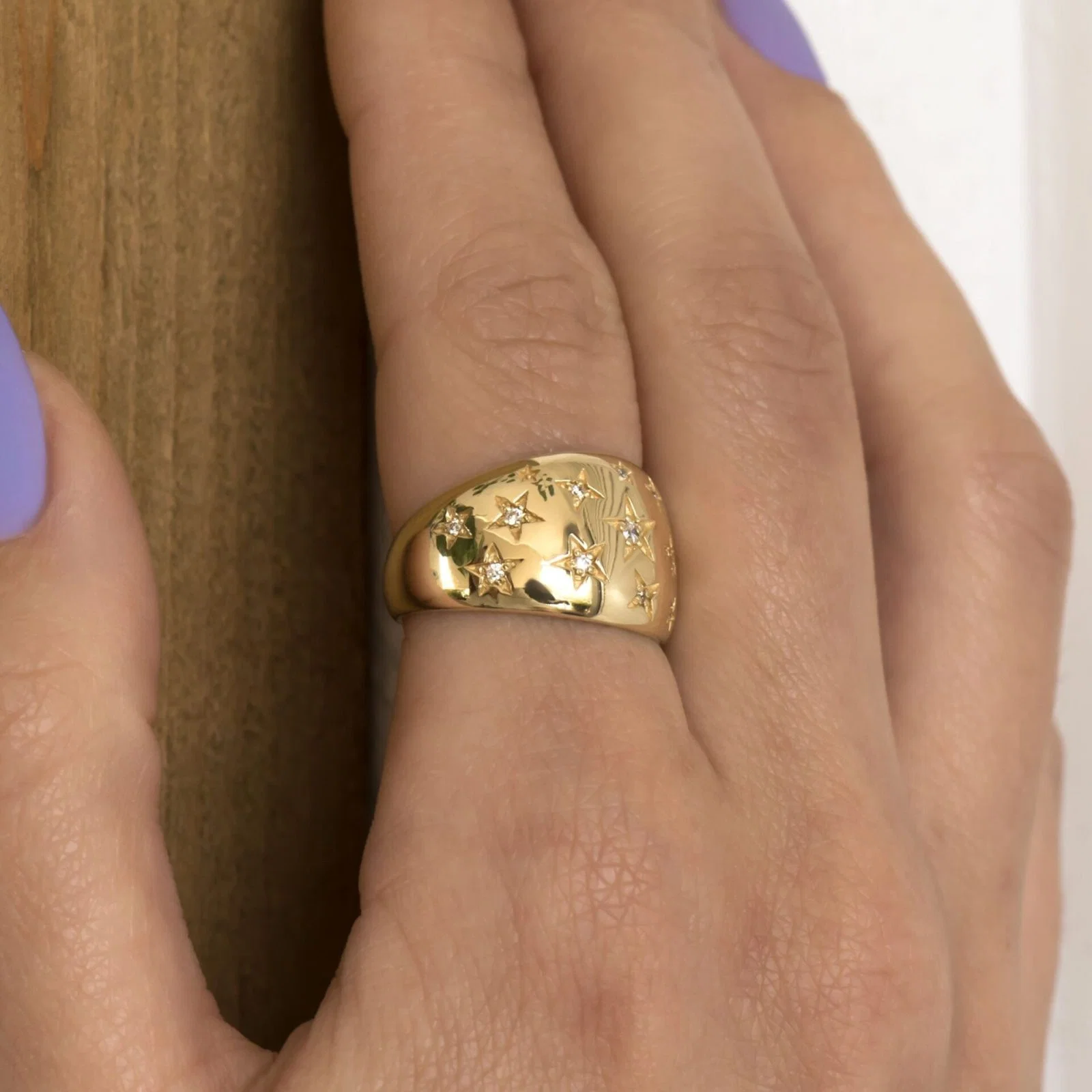 Diamond Dome Starburst Ring — additional product image 3 from AntEva Crafts