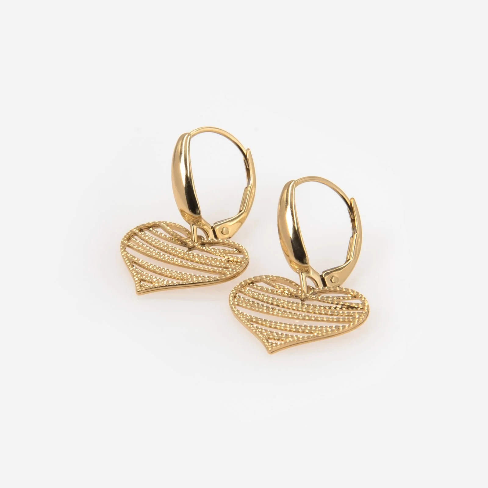 Gold Heart Drop Earrings — additional product image 3 from AntEva Crafts