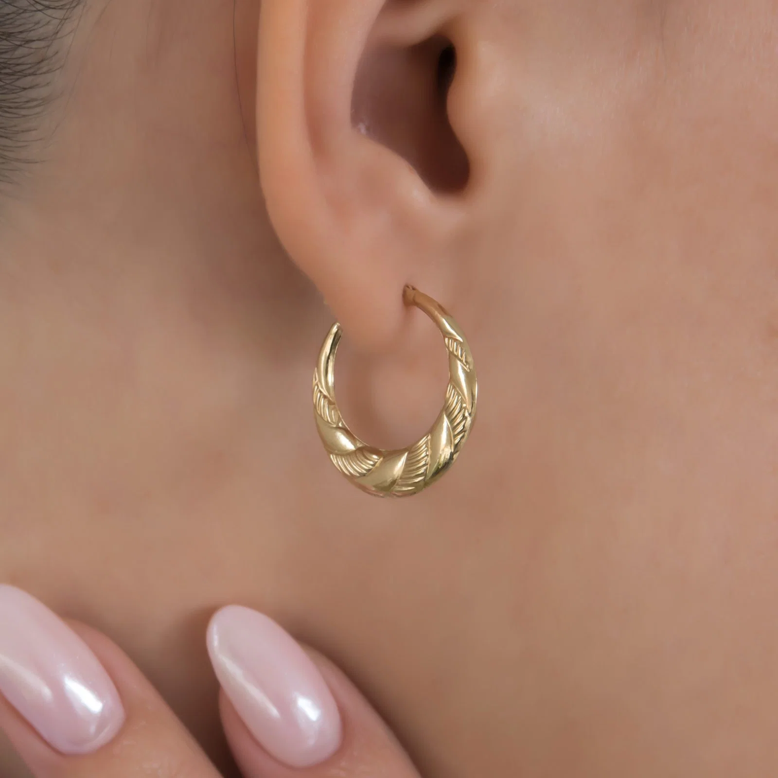 Ribbed Hoop Earrings — additional product image 2 from AntEva Crafts