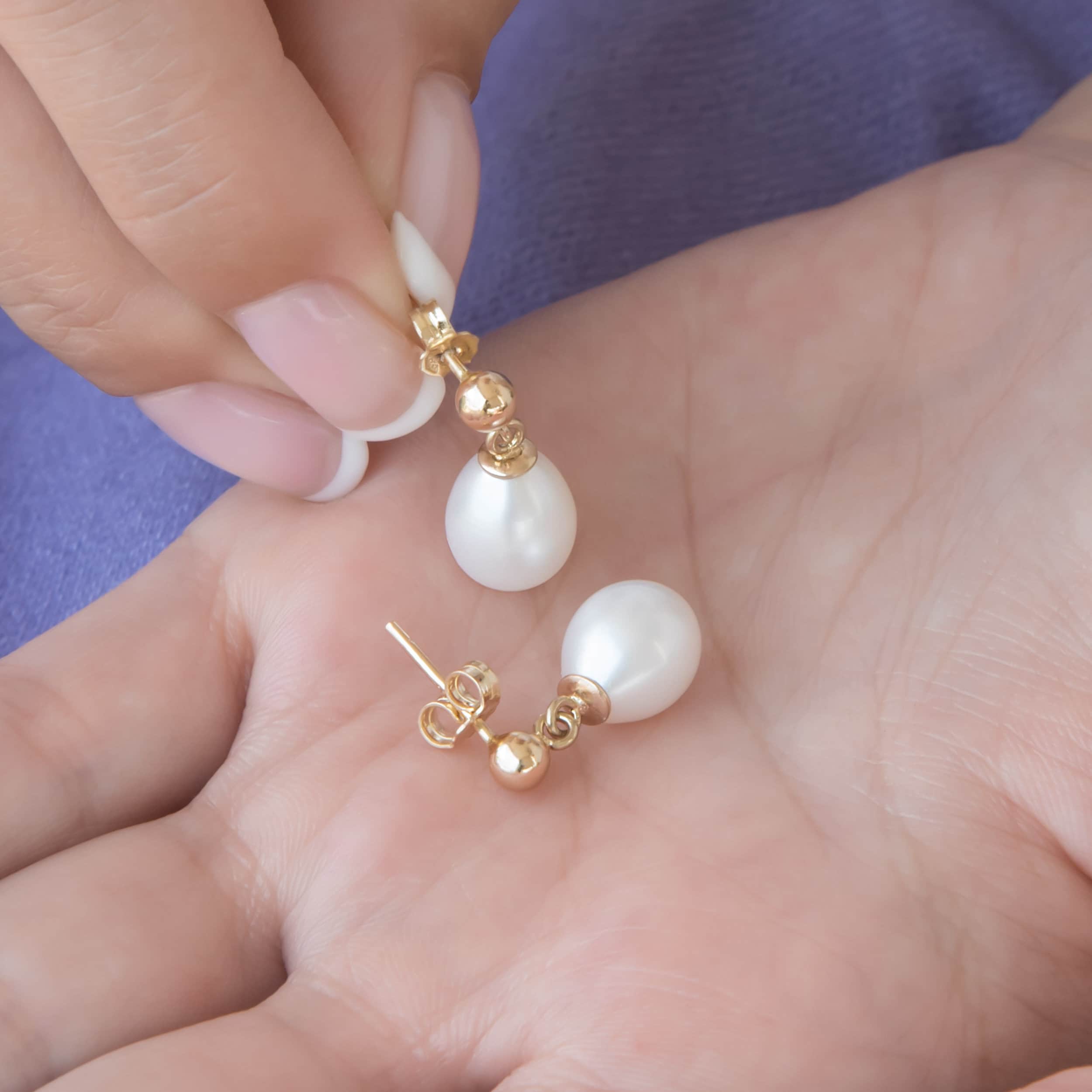 Pearl Drop Gold Earrings — additional product image 3 from AntEva Crafts