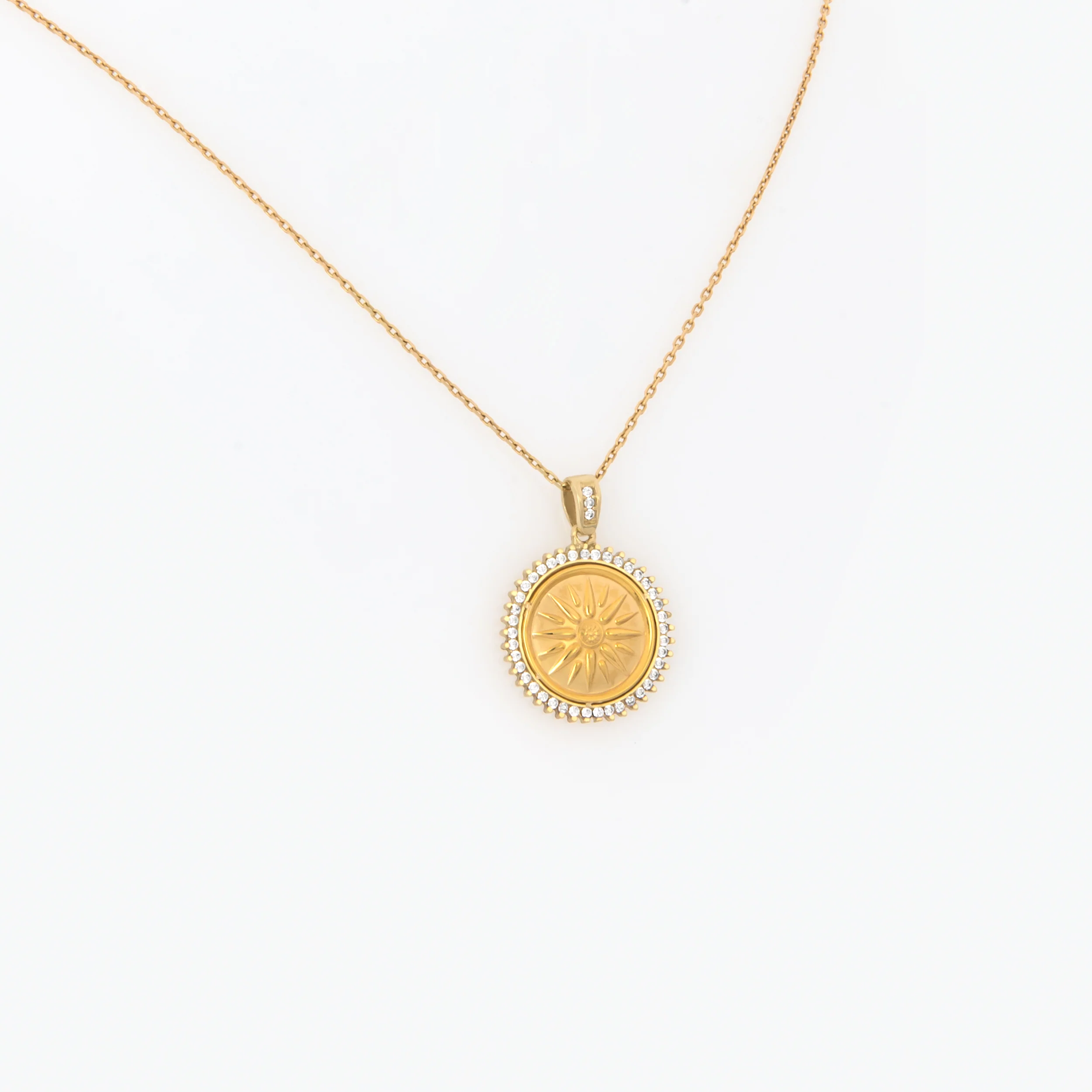 Round Vergina Sun Gemstone Pendant — additional product image 3 from AntEva Crafts