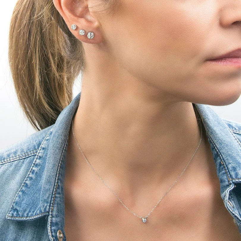 Circle Bezel Stud Earrings — additional product image 5 from AntEva Crafts