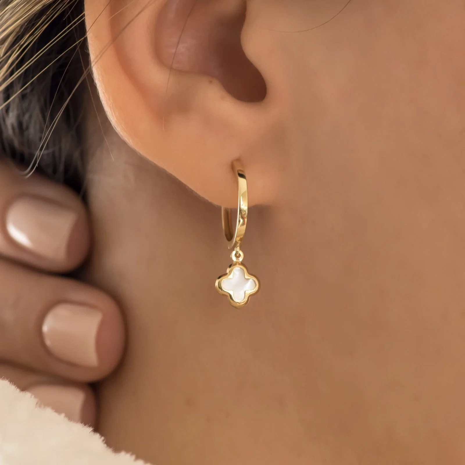 Mother of Pearl Cross Earrings — additional product image 4 from AntEva Crafts