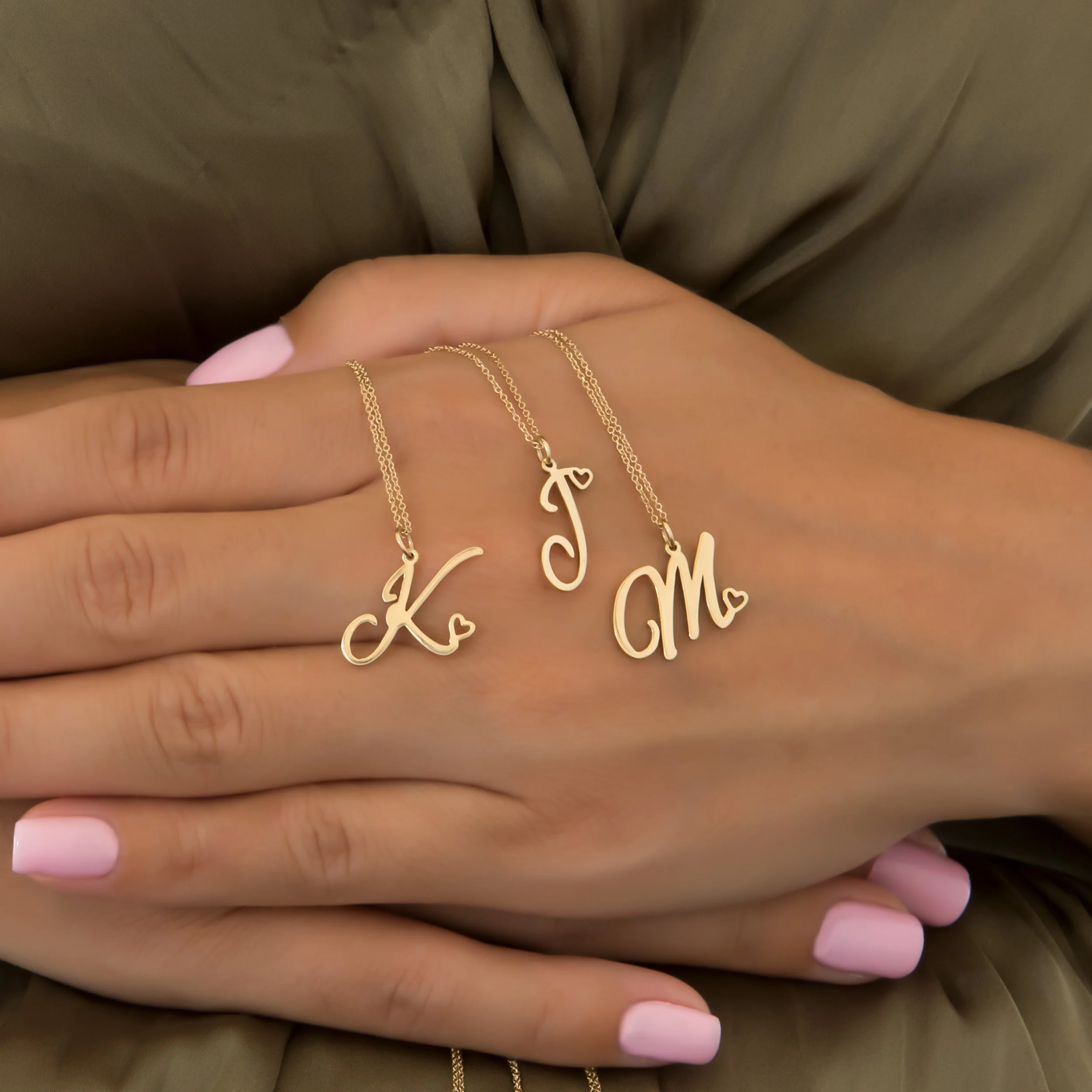 14k Personalized Initial Heart Pendant — additional product image 7 from AntEva Crafts