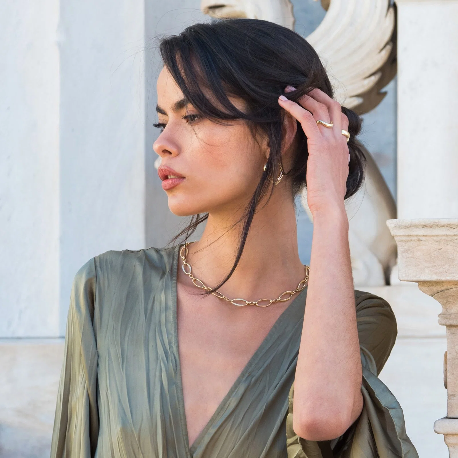 Oval Link Elongated Necklace 14k — additional product image 11 from AntEva Crafts