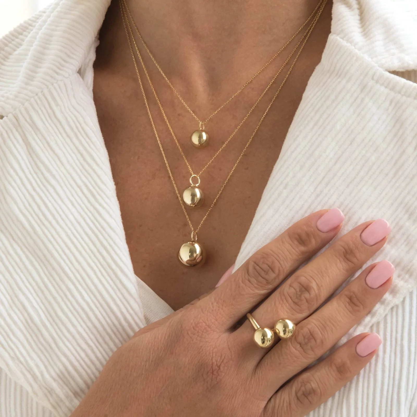 Real Gold 14k Ball Necklace 3 sizes — additional product image 7 from AntEva Crafts