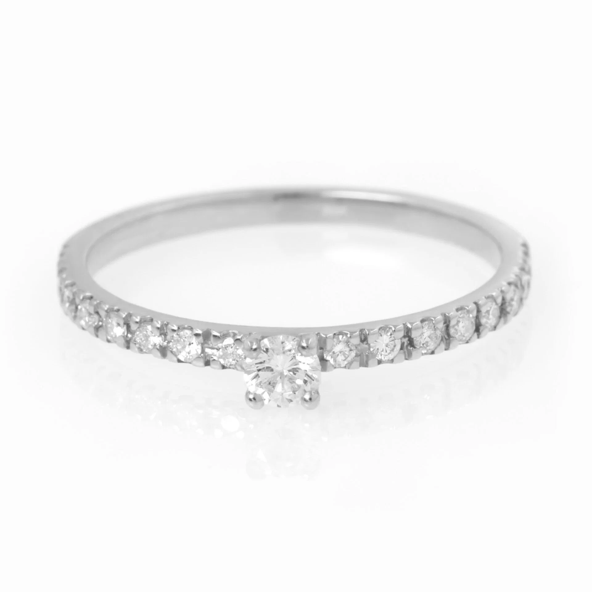 Diamond Solitaire Ring with 16 Side Diamonds — additional product image 6 from AntEva Crafts