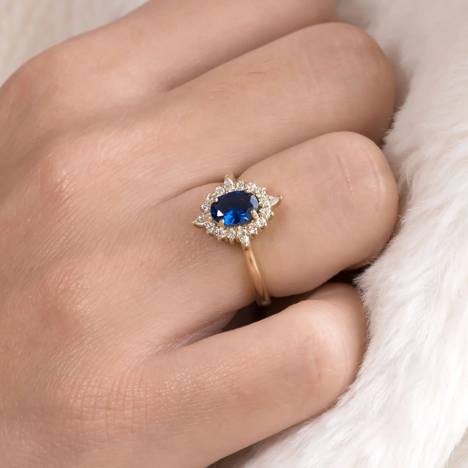 Halo Blue Gemstone Ring — additional product image 4 from AntEva Crafts