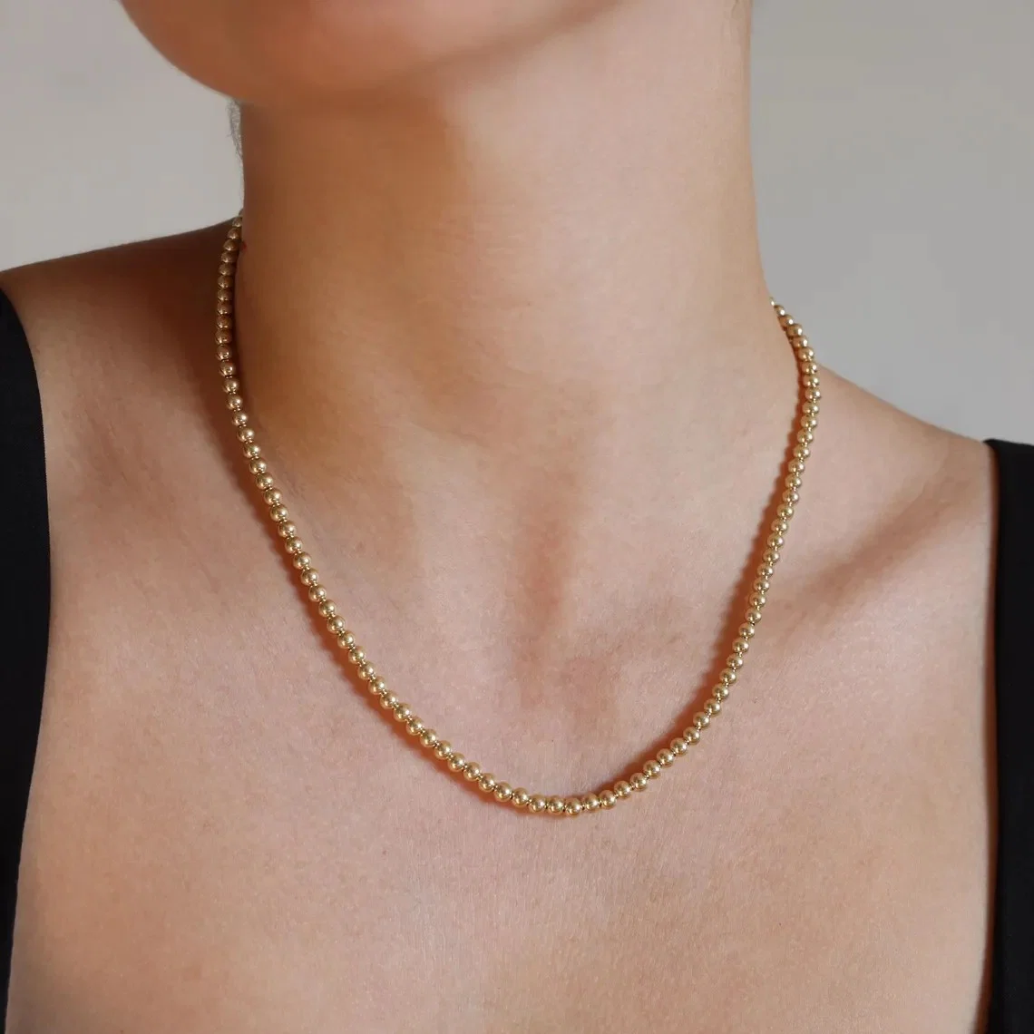 Gold Bead Ball Necklace — additional product image 2 from AntEva Crafts