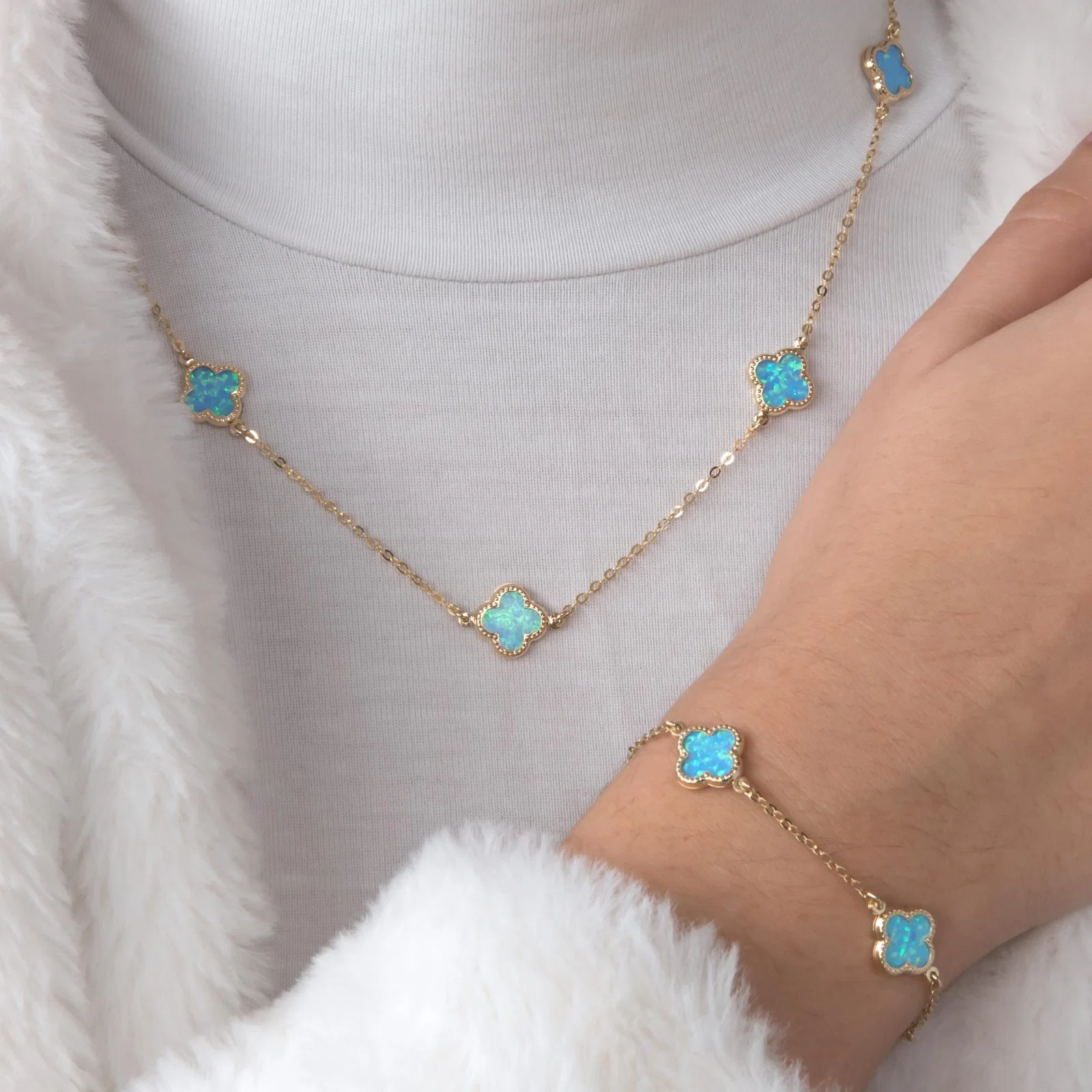Blue Opal Four Leaf Clover Set — additional product image 2 from AntEva Crafts