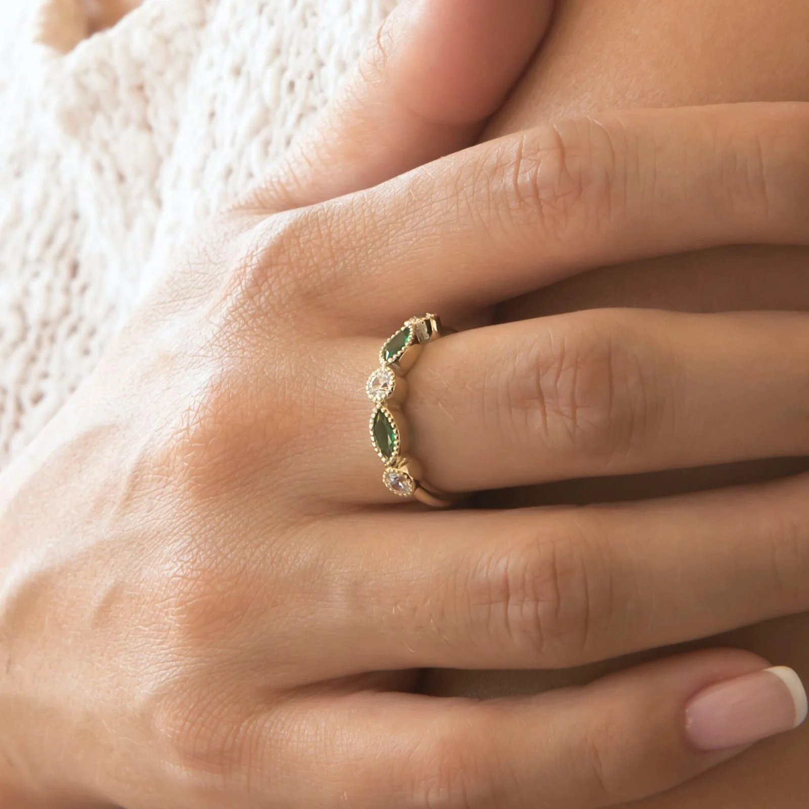 Milgrain Half Eternity Ring — additional product image 3 from AntEva Crafts