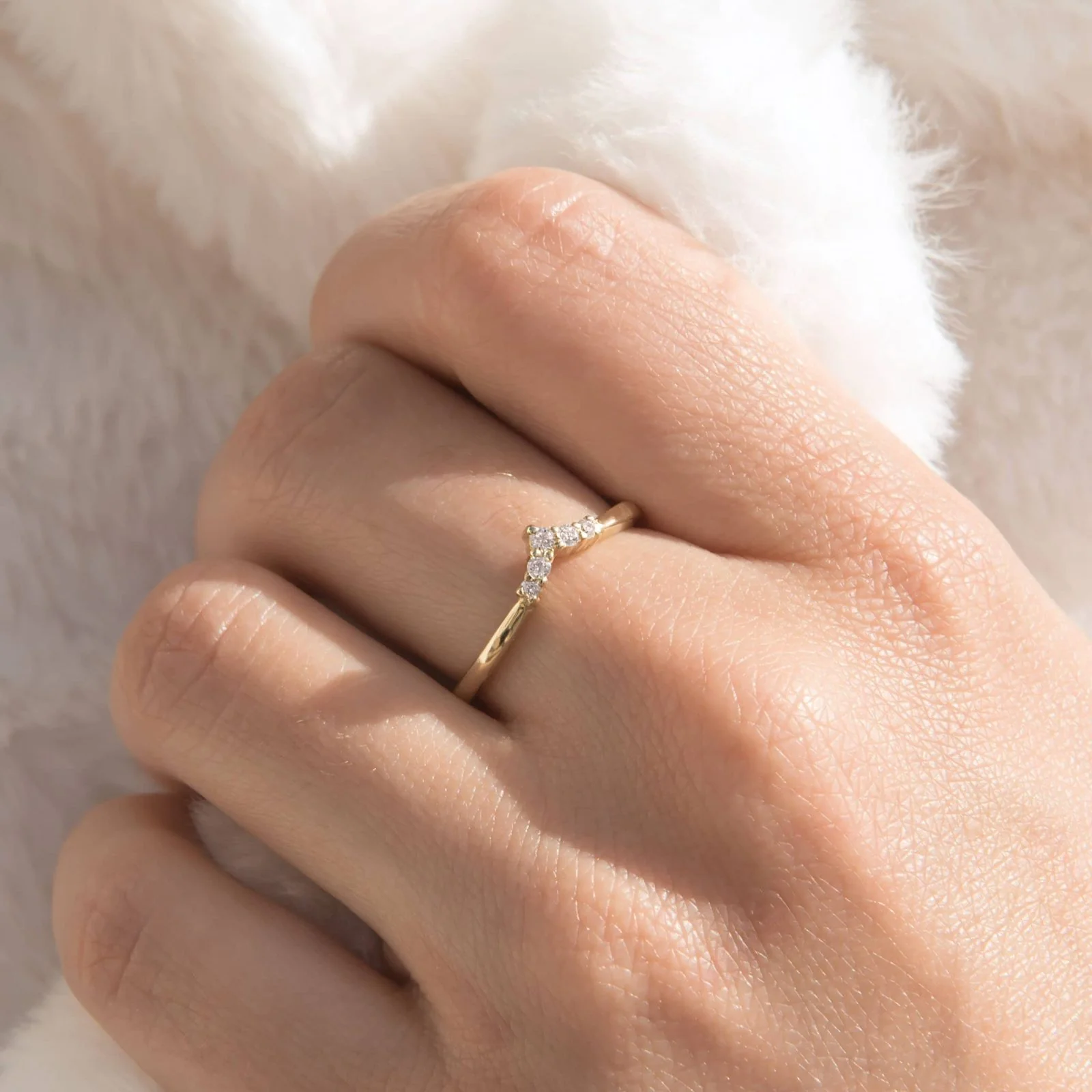 Diamond Chevron Ring with 5 Diamonds — additional product image 2 from AntEva Crafts