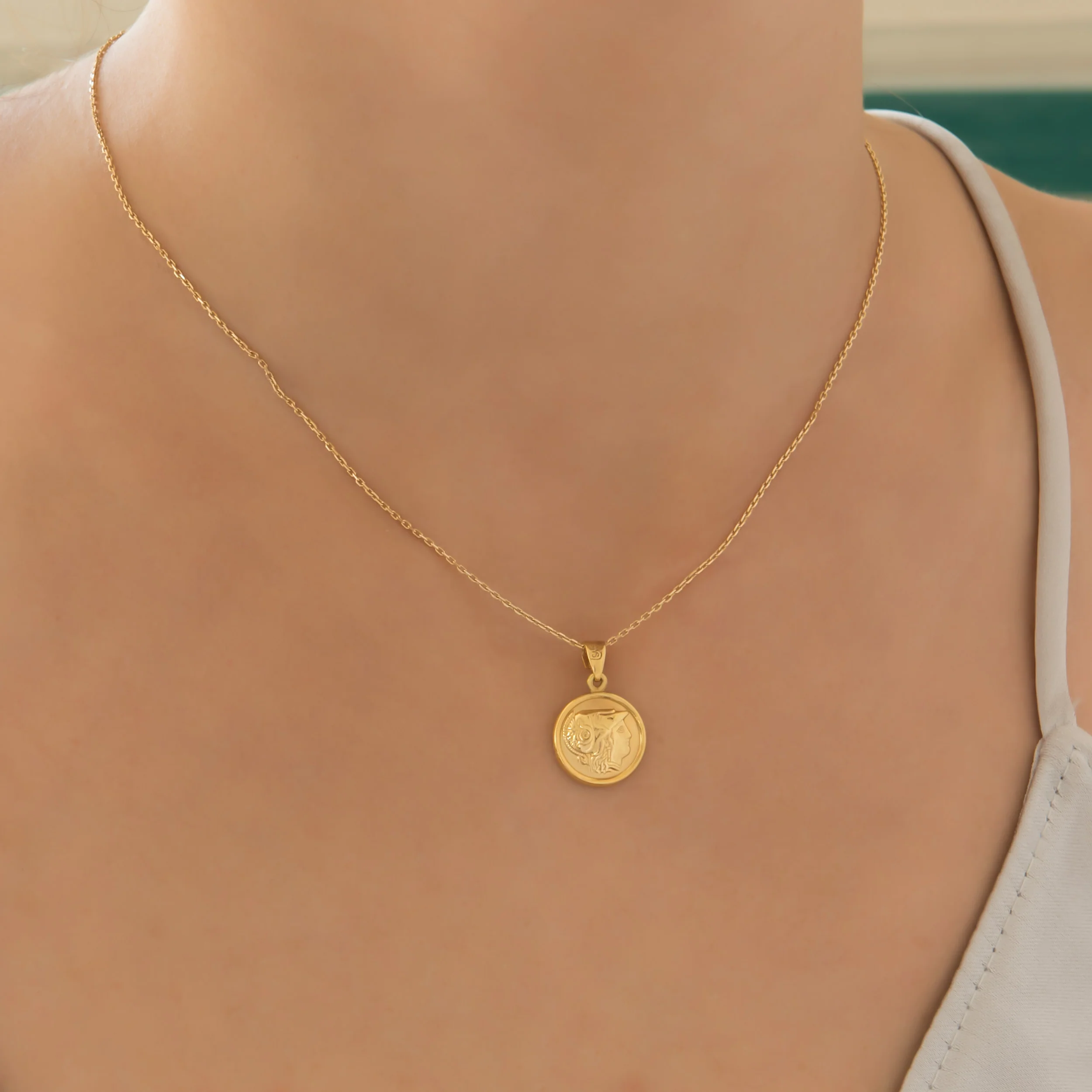 Round Double-Sided Athena and Owl Pendant — additional product image 3 from AntEva Crafts