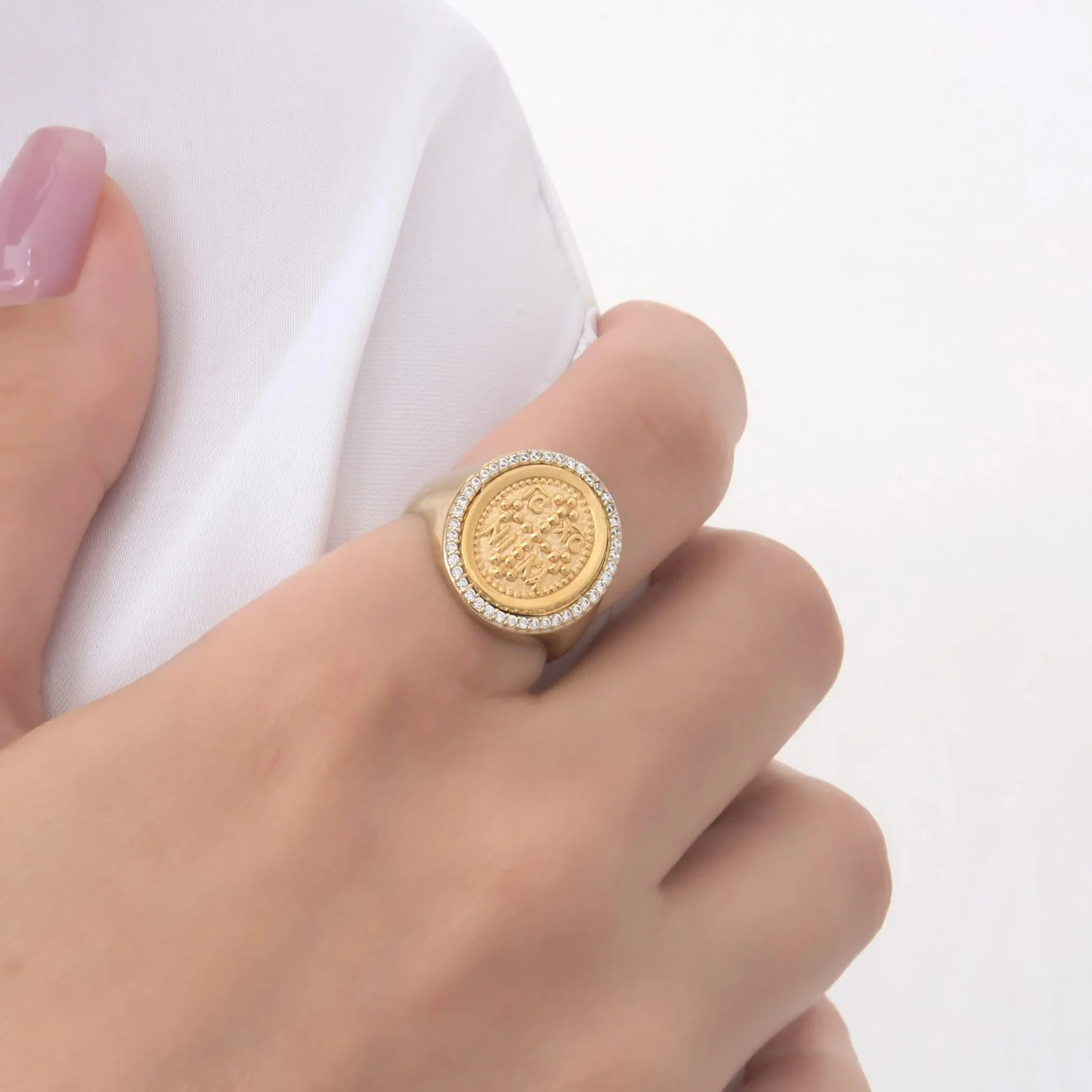 Oval Halo Christian Cross Ring — additional product image 4 from AntEva Crafts