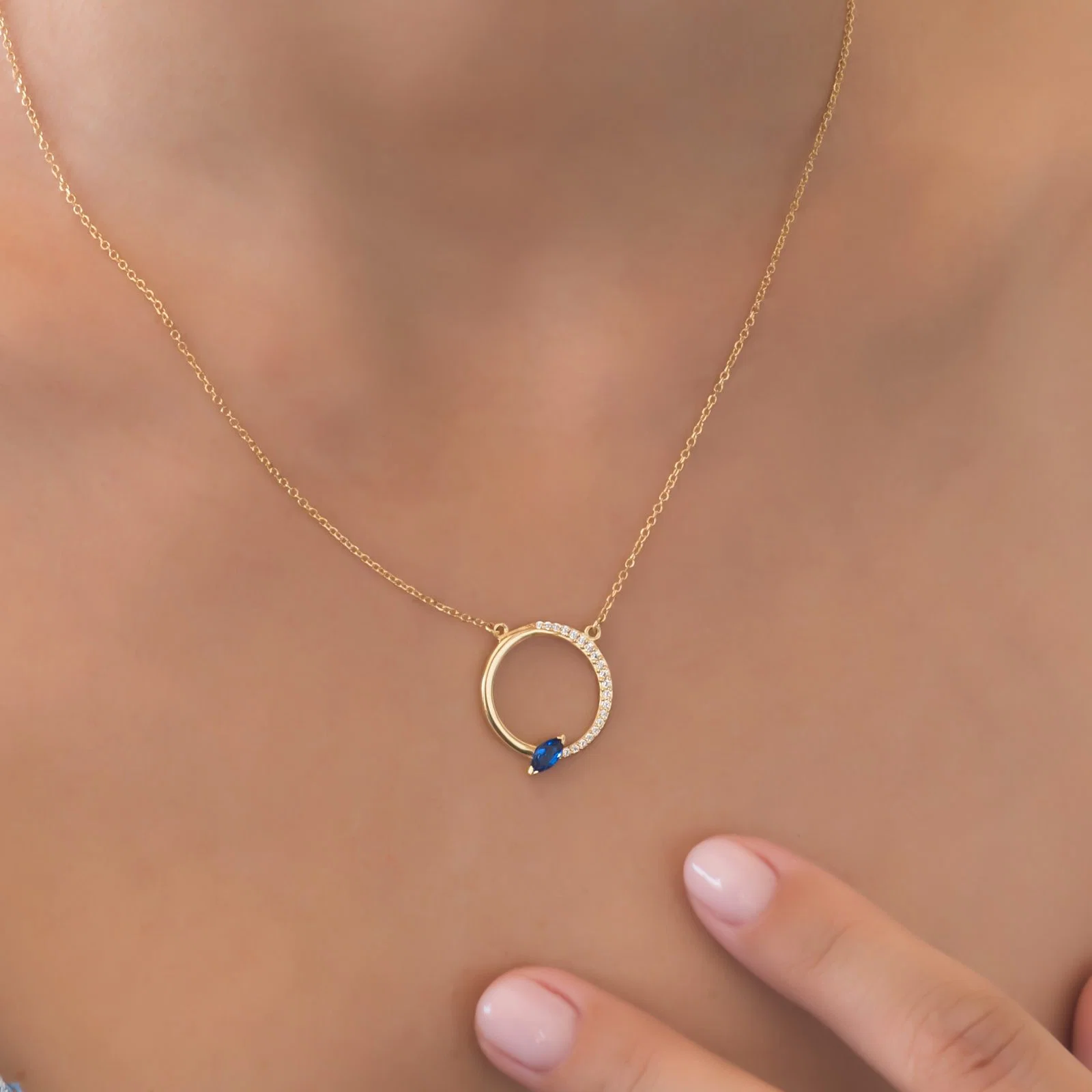 Full Eternity Gemstone Necklace with Marquise Detailed-Gem — additional product image 2 from AntEva Crafts