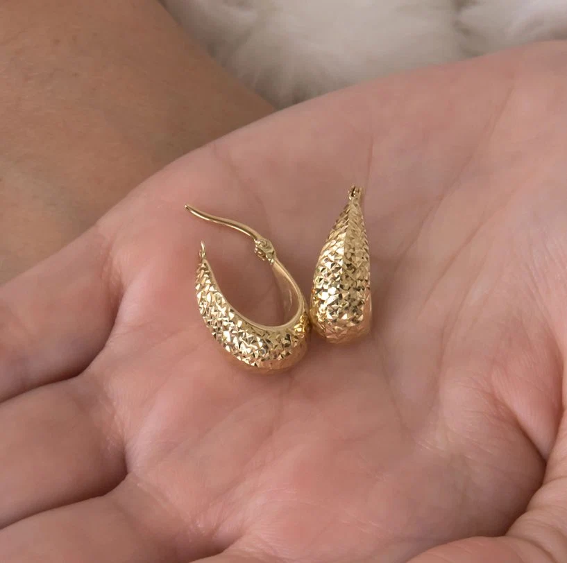 Diamond Cut Drop Hoop Earrings — additional product image 7 from AntEva Crafts