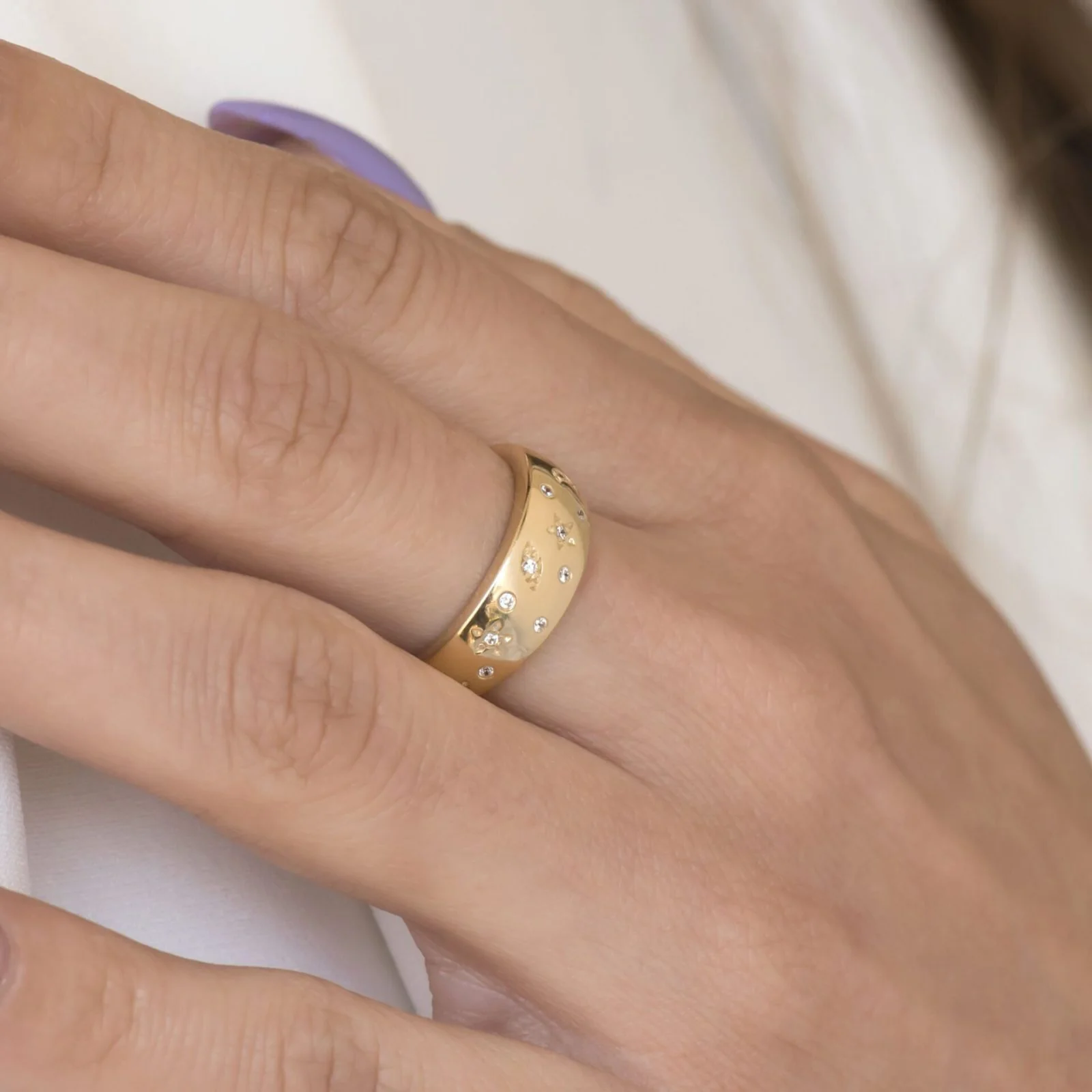 Diamond Starburst Ring with Celestial Symbols — additional product image 8 from AntEva Crafts