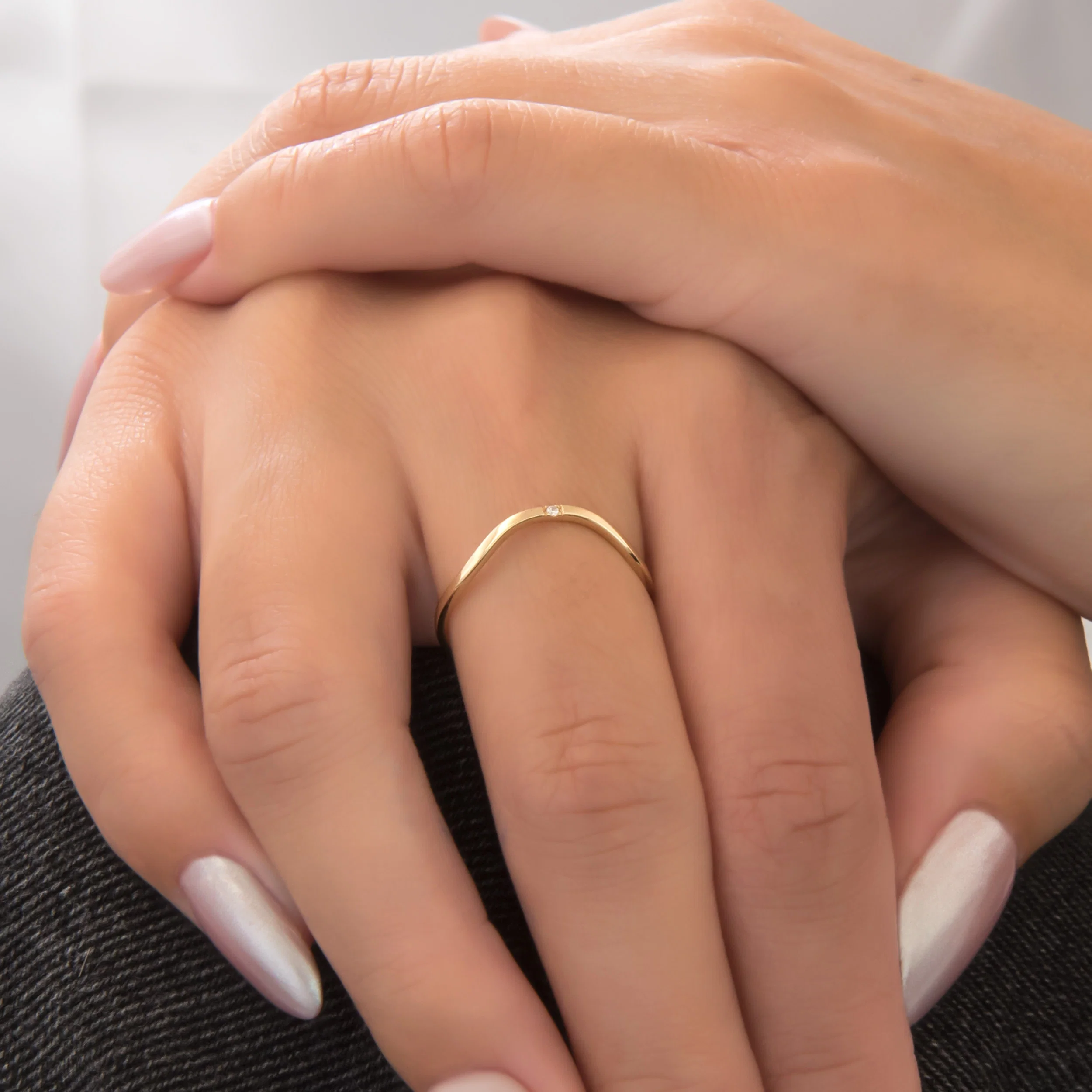 Dainty Wave Stackable Diamond Ring — additional product image 4 from AntEva Crafts