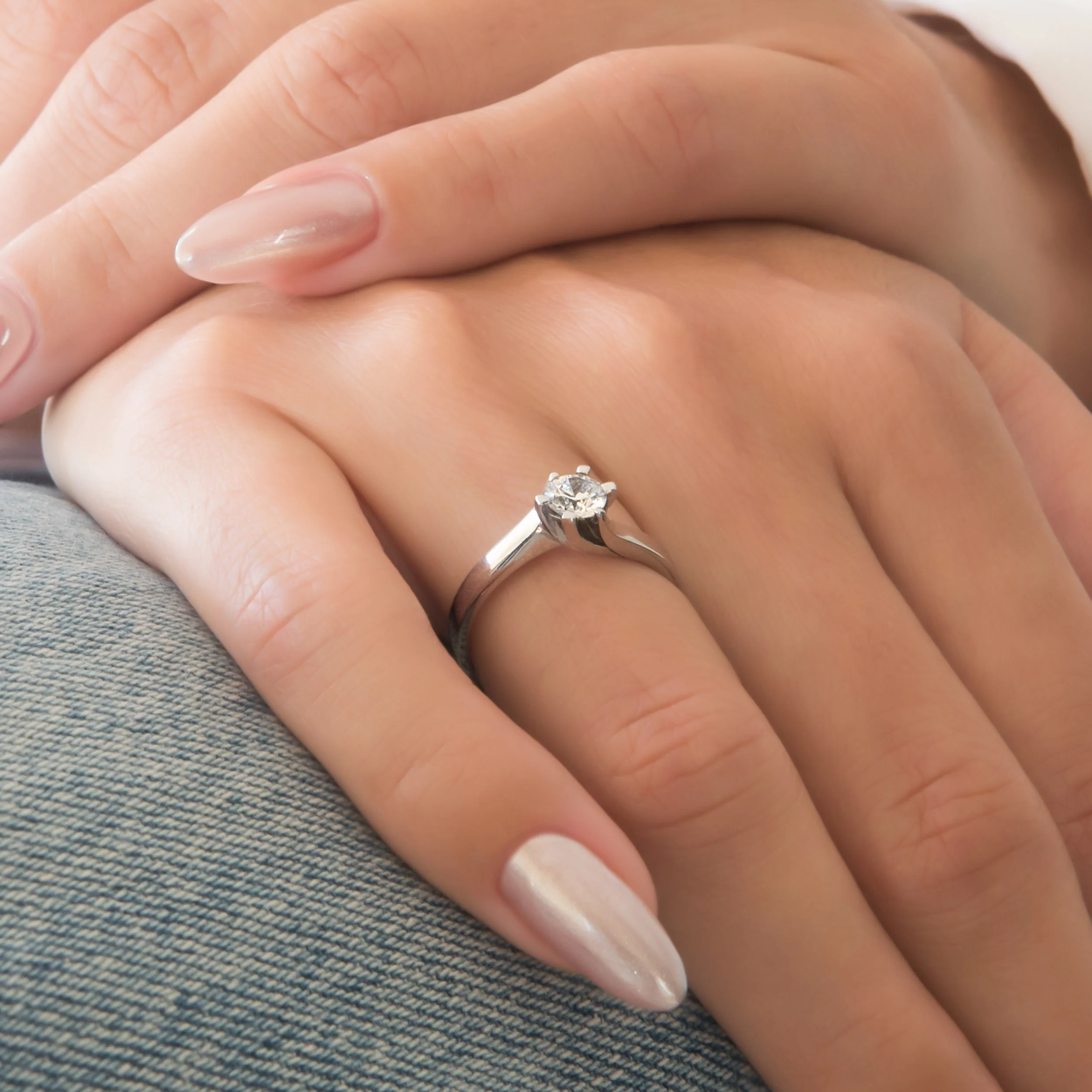 White Gold Solitaire Flame Ring — additional product image 2 from AntEva Crafts