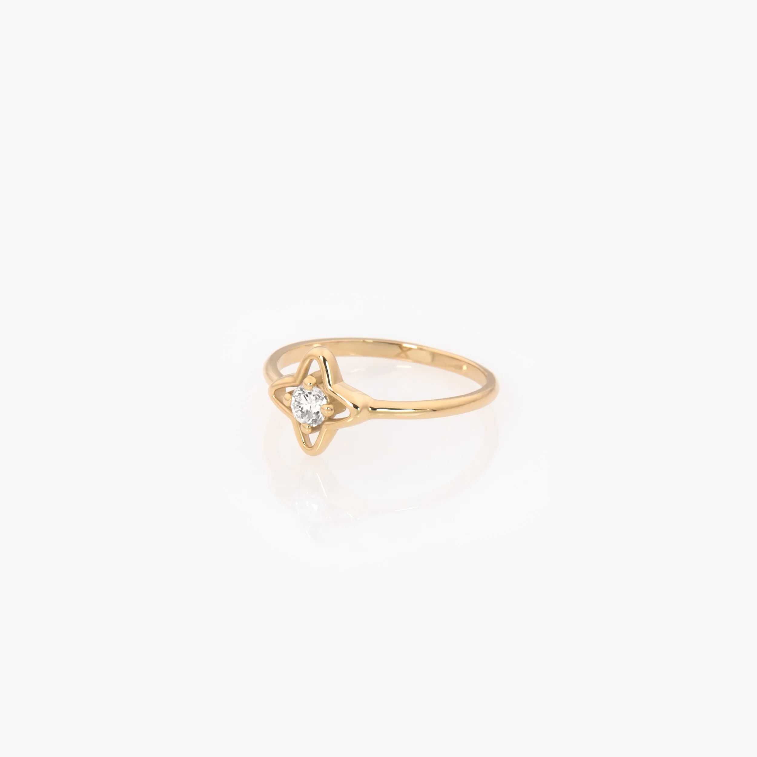 14K Gold Petal Clover Diamond Ring – Lab-Grown Diamond Floral Ring — additional product image 3 from AntEva Crafts
