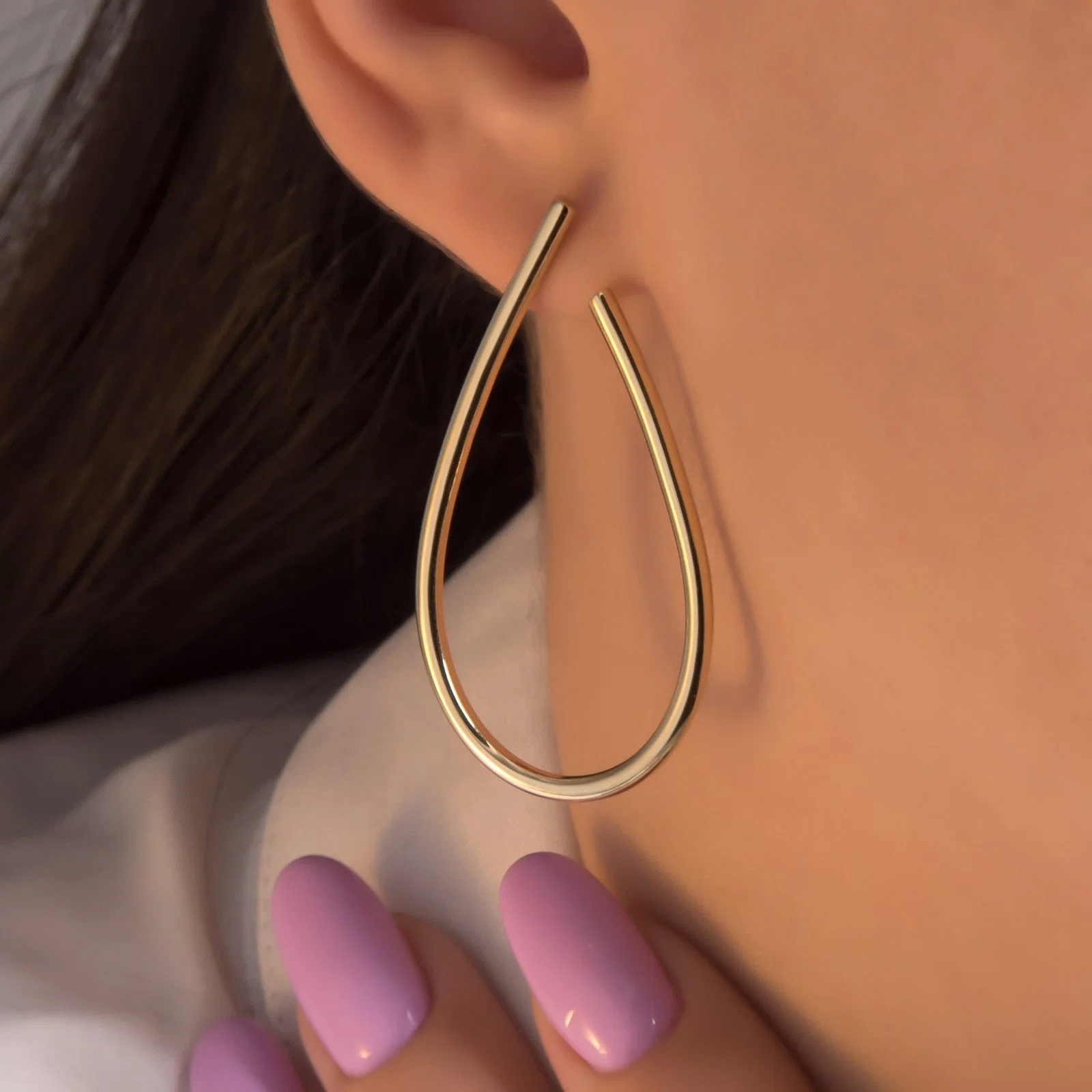 Oval Teardrop Unique Earrings — additional product image 4 from AntEva Crafts