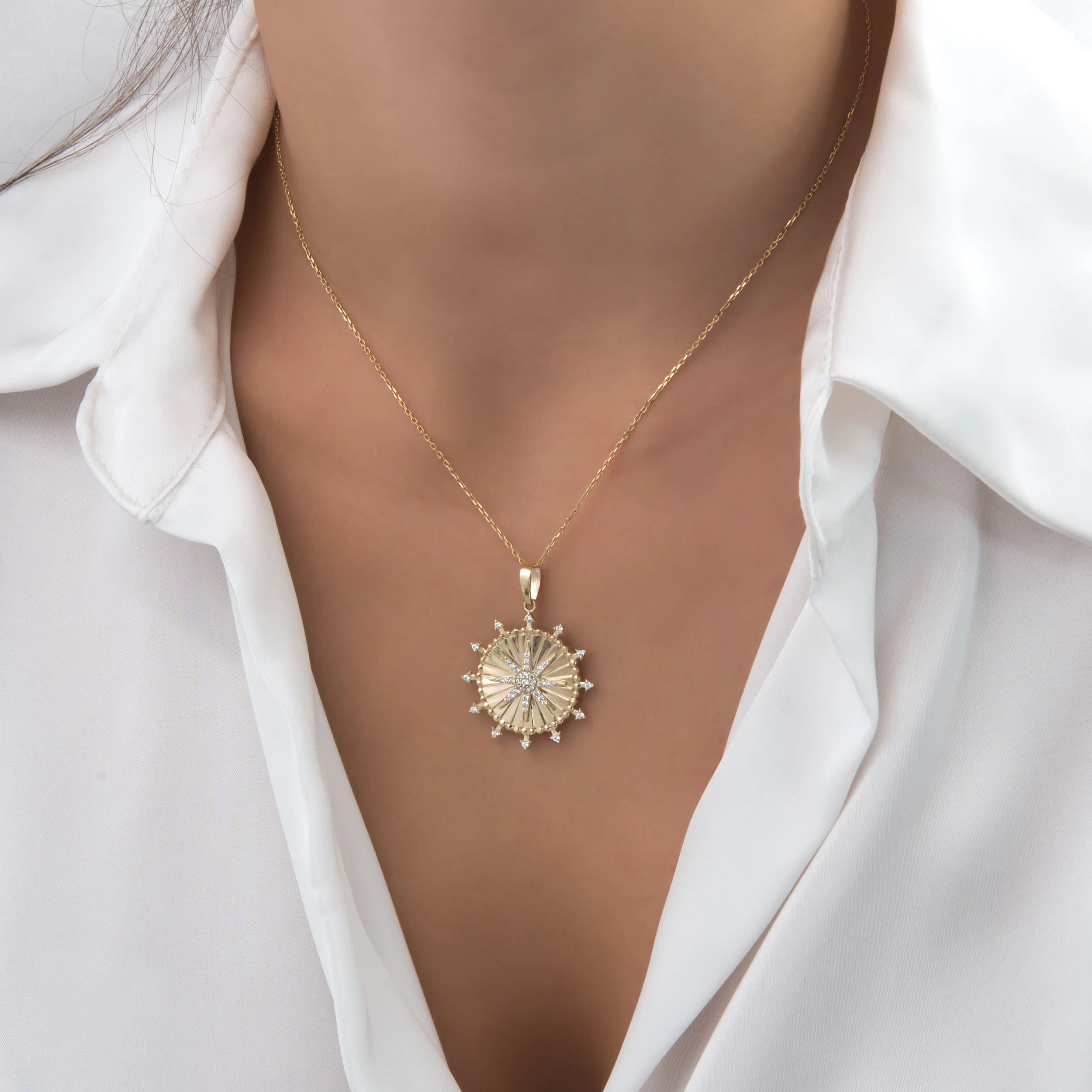 Round Diamond-Cut North Star Pendant — additional product image 2 from AntEva Crafts