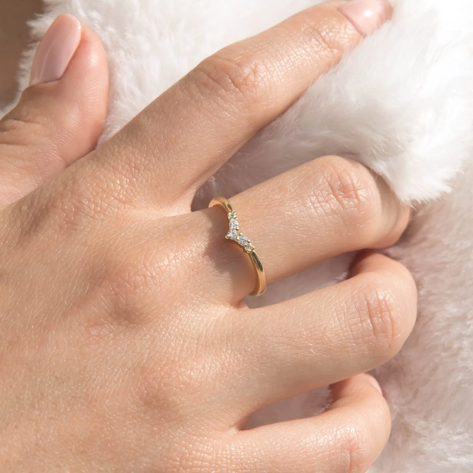 Diamond Chevron Ring with 5 Diamonds — additional product image 3 from AntEva Crafts