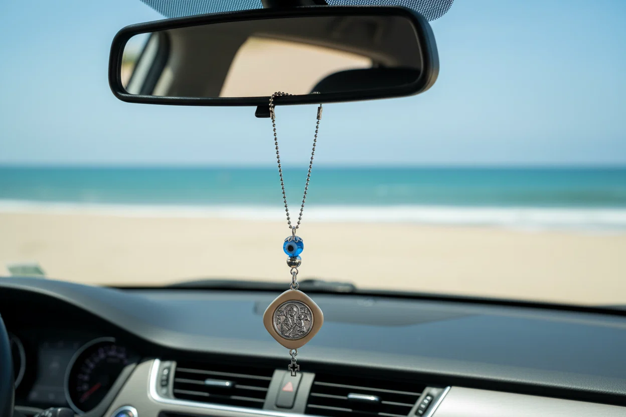 Saint Christopher Rearview Car Mirror Charm — additional product image 3 from AntEva Crafts
