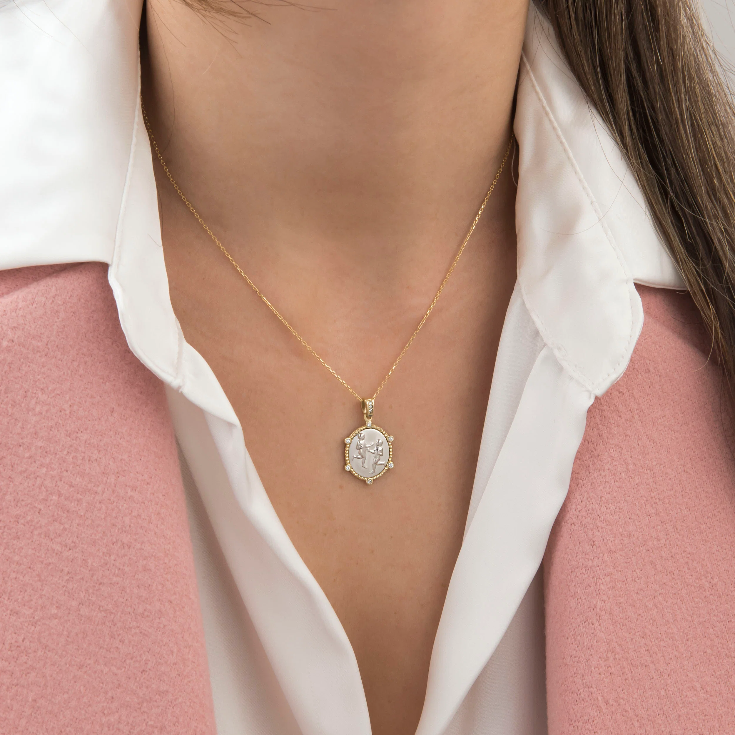 Two Tone Horoscope Charm Zodiac Necklace — additional product image 2 from AntEva Crafts