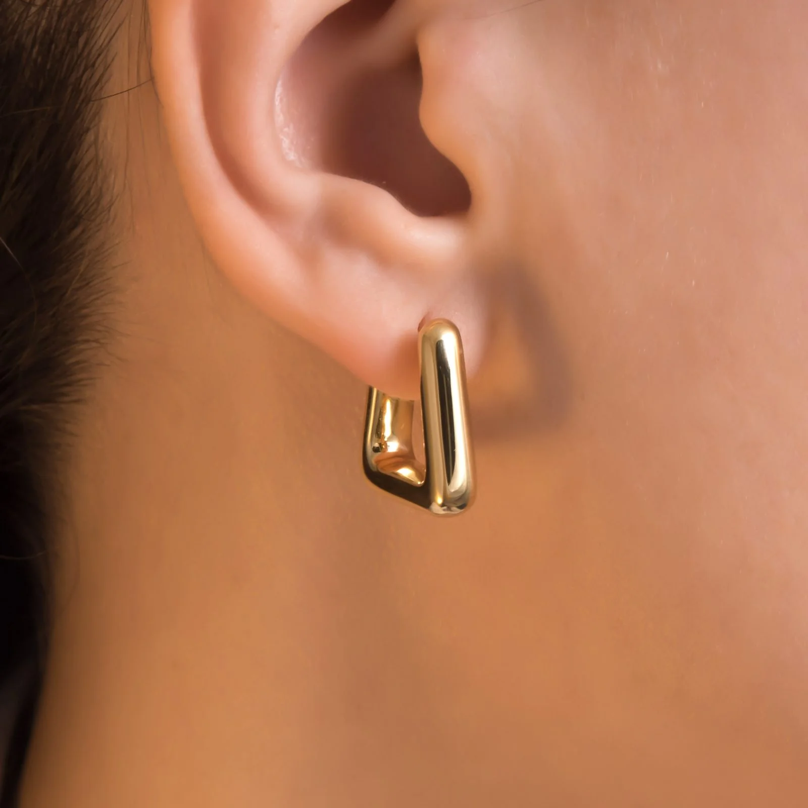 Square Hoop Gold Earrings — additional product image 4 from AntEva Crafts