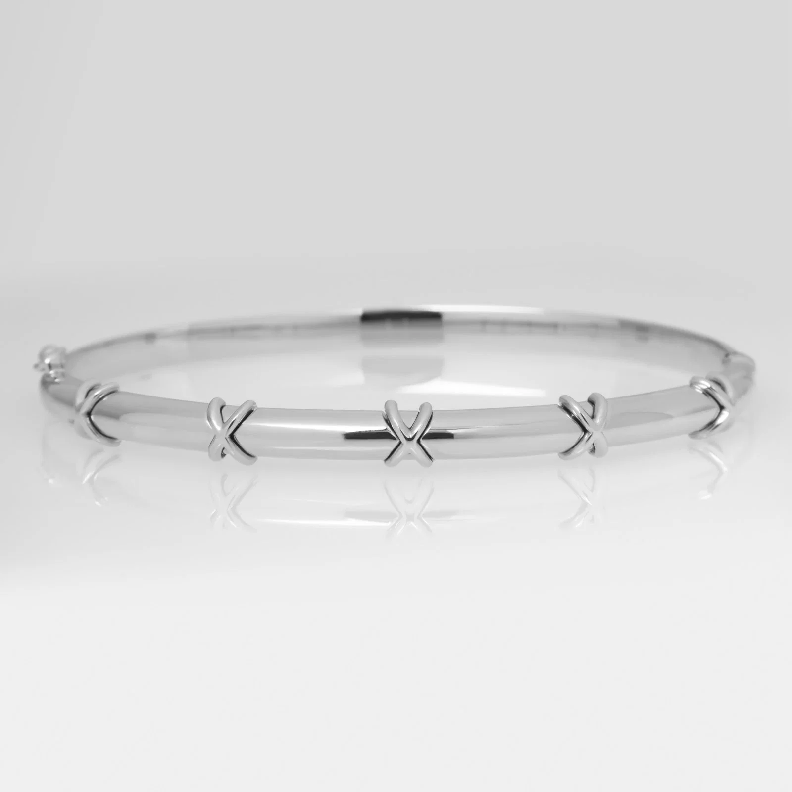 Oval Hinged Classic Bracelet with Small X Design — additional product image 8 from AntEva Crafts