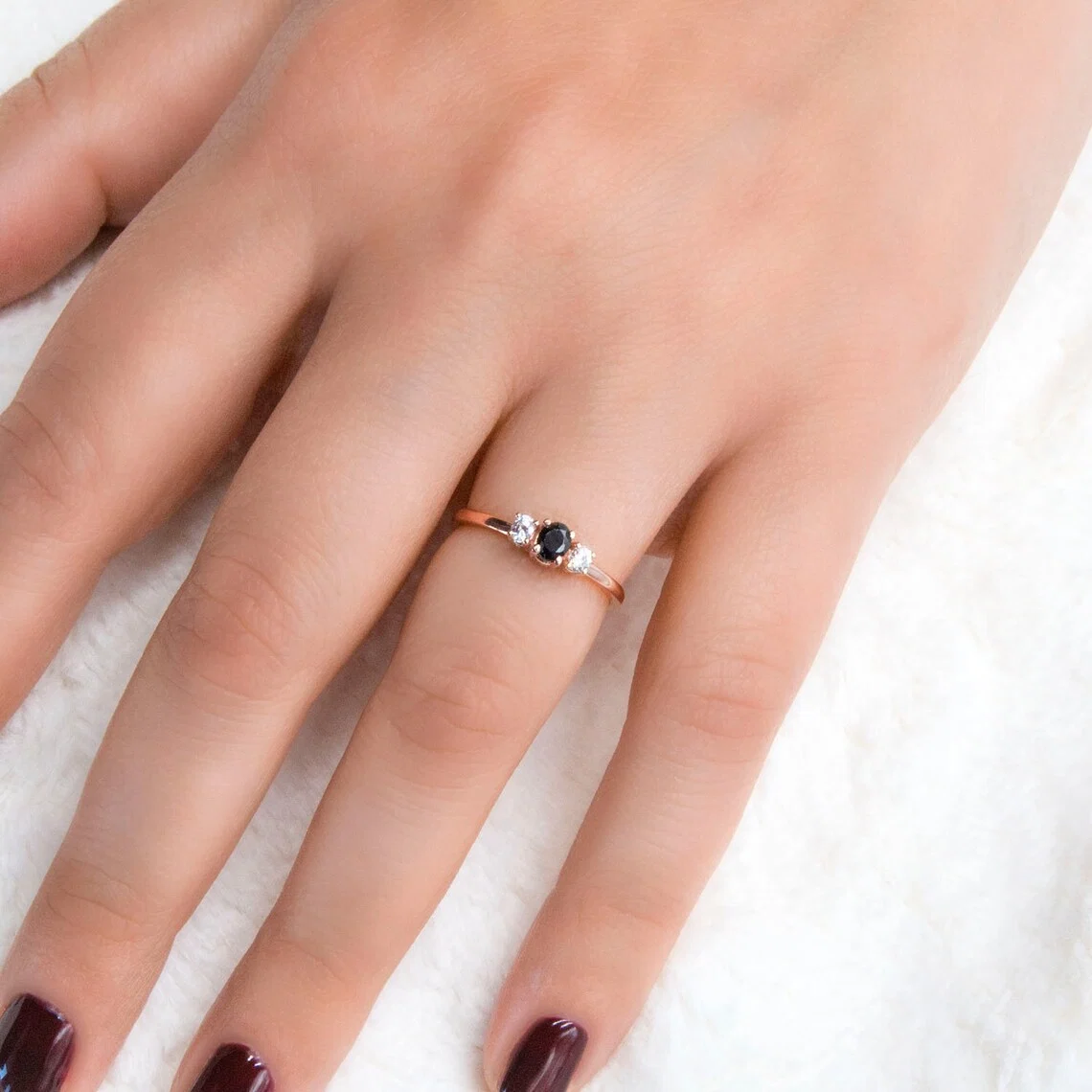 Triple Stone Ring with Diamonds — additional product image 6 from AntEva Crafts