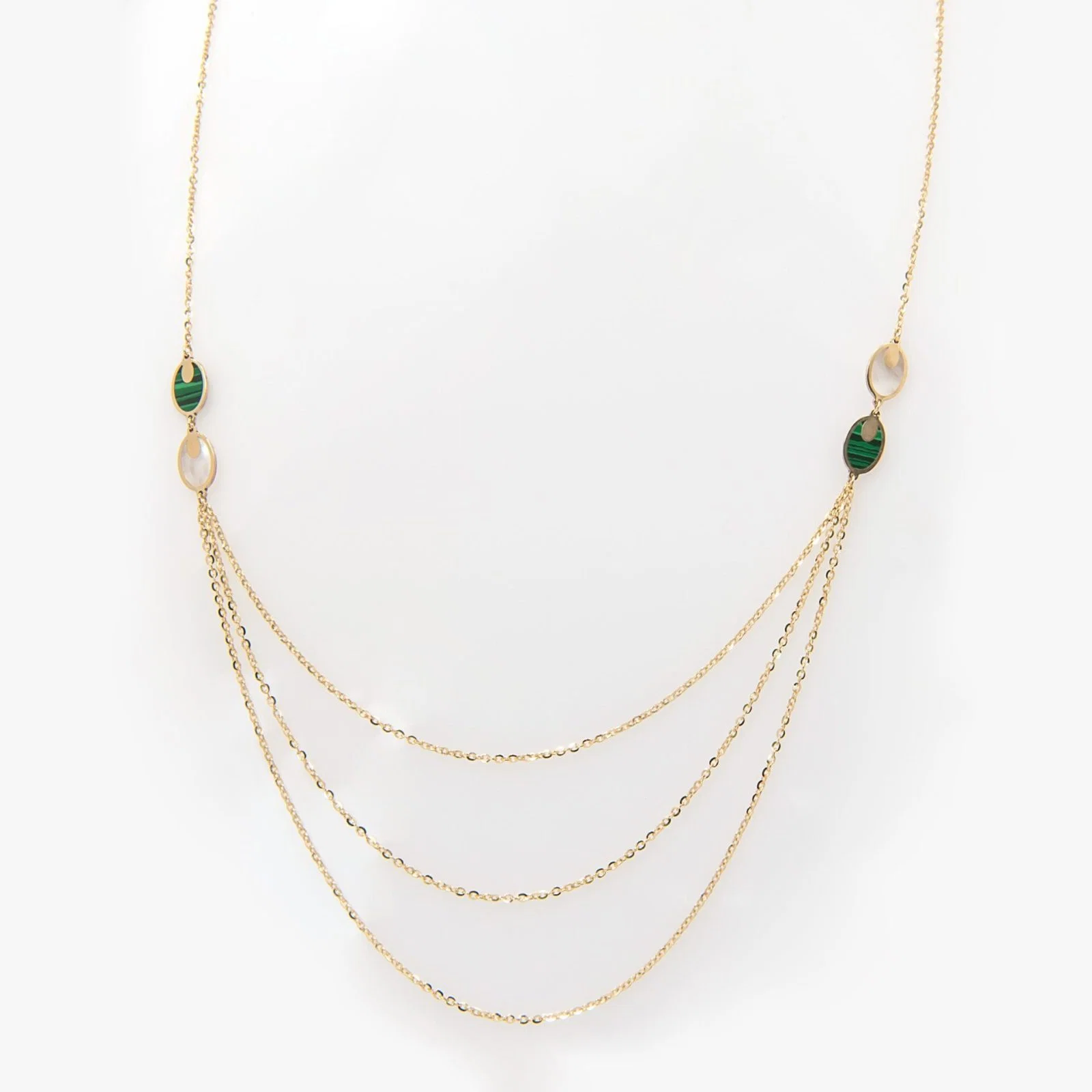 Triple Chain Charm Necklace