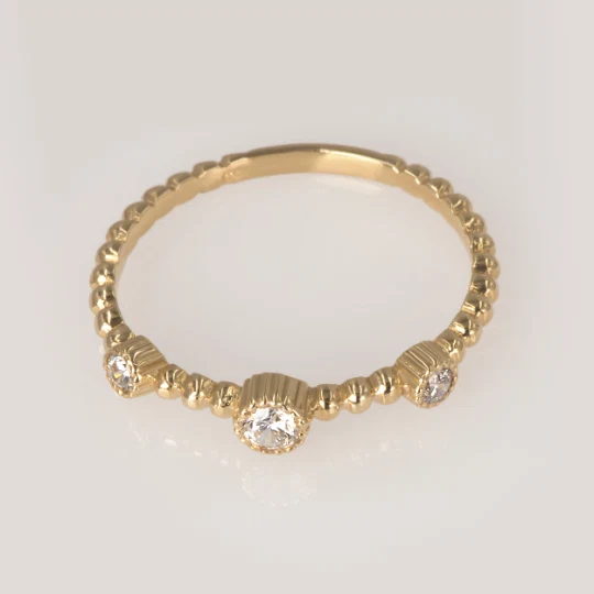 Beaded Milgrain Ring with Diamonds