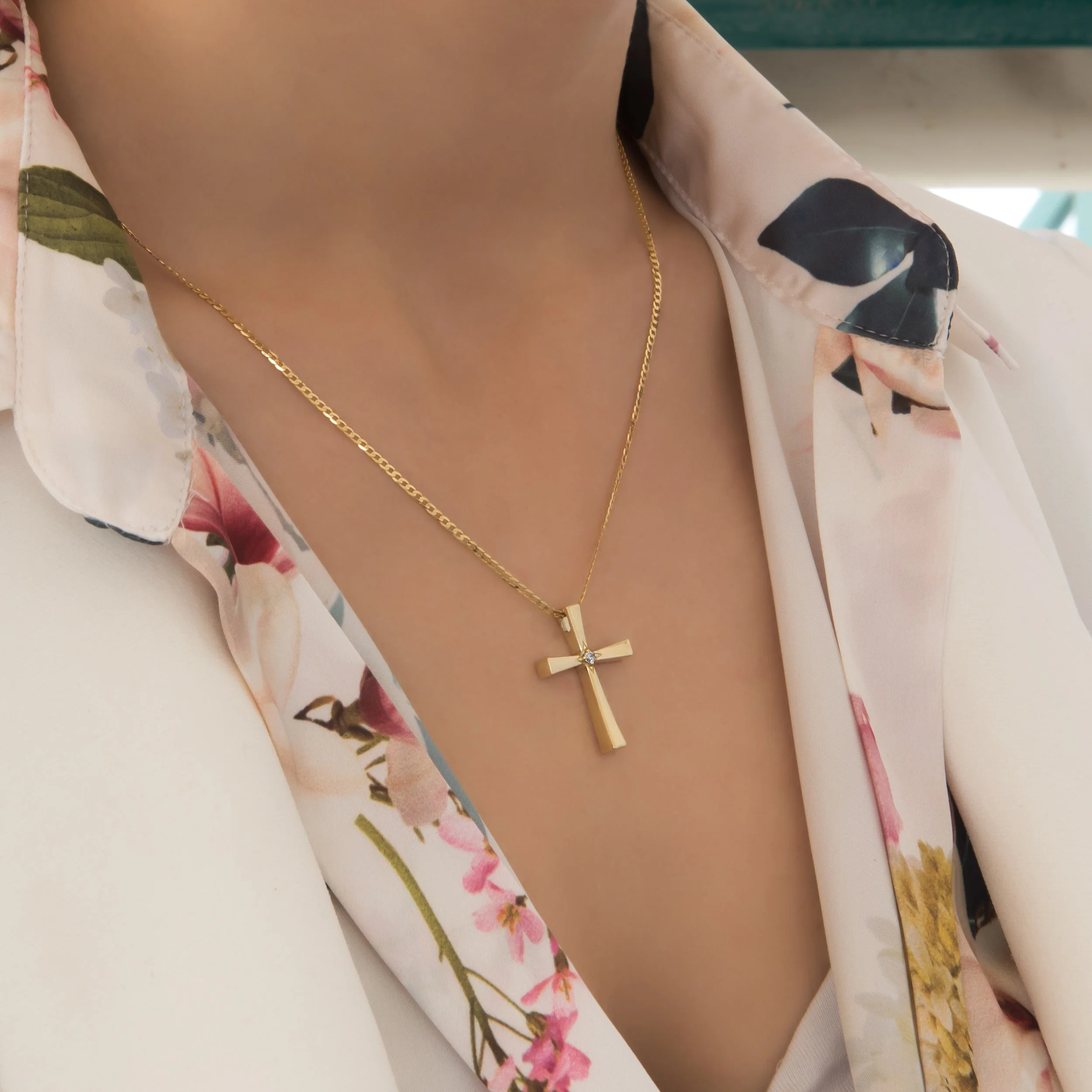 Classic Cross Pendant with Center White CZ — additional product image 4 from AntEva Crafts