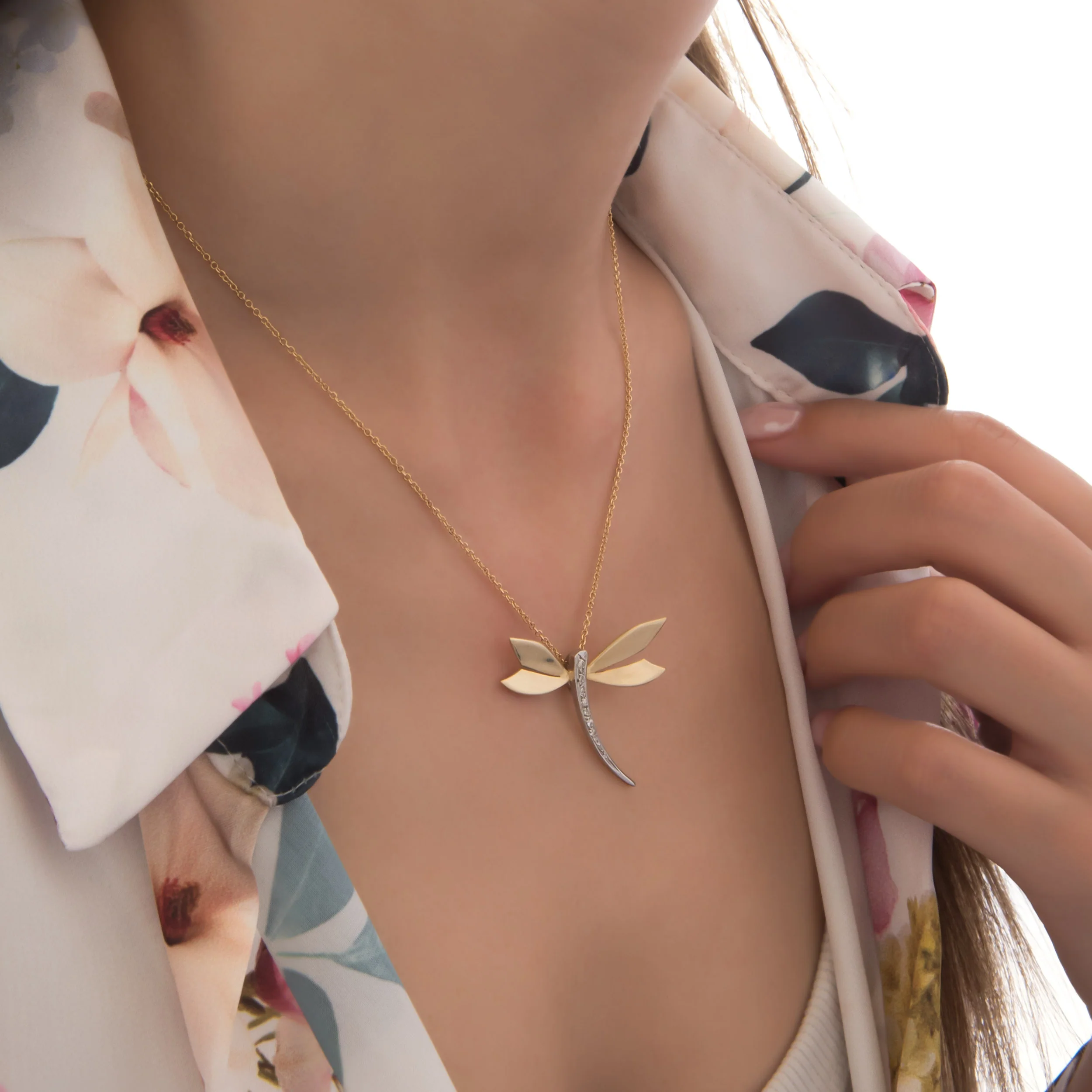 Two-Tone Dragonfly Necklace with CZ Stones — additional product image 3 from AntEva Crafts