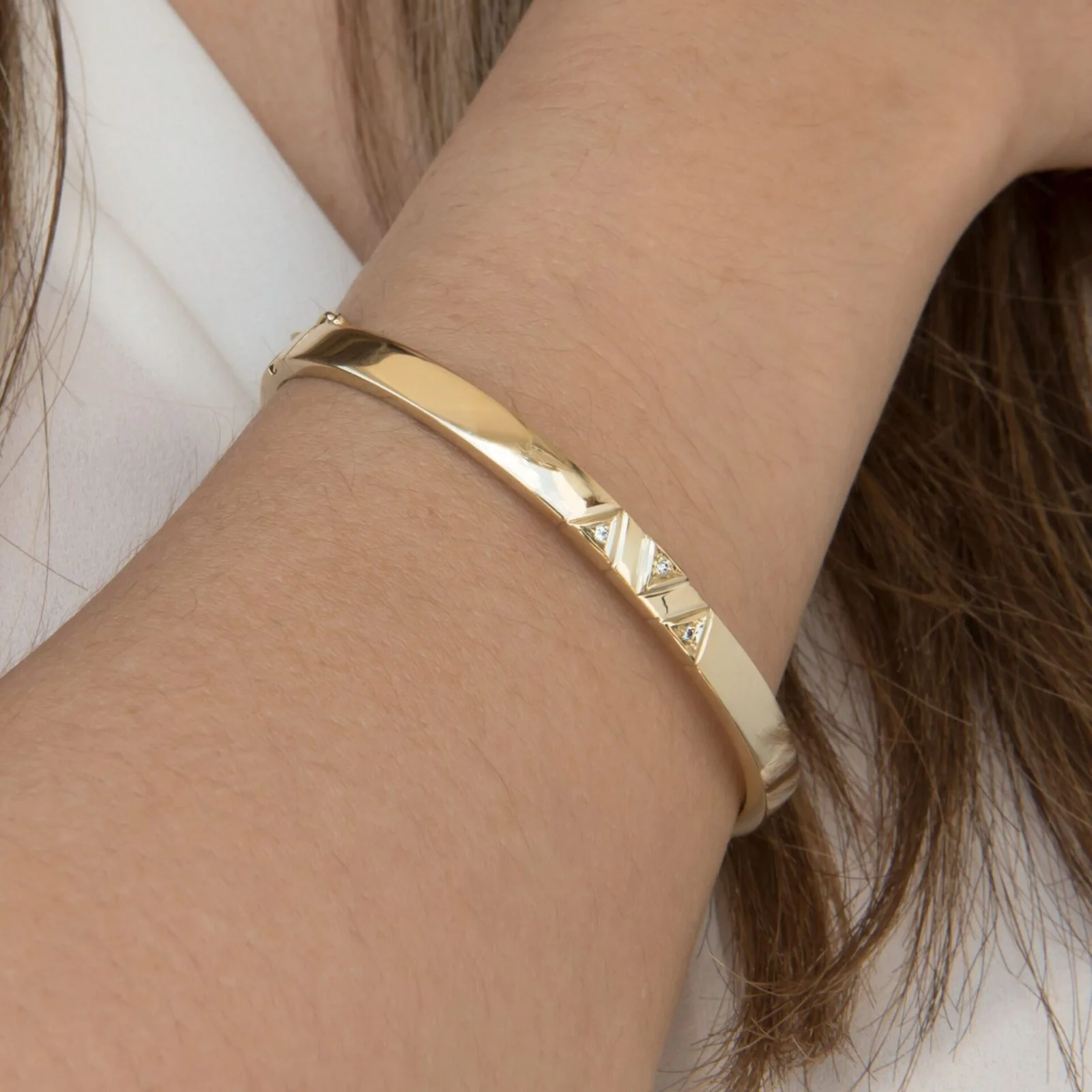 Classic Gold Hinged Diamond Bangle — additional product image 2 from AntEva Crafts