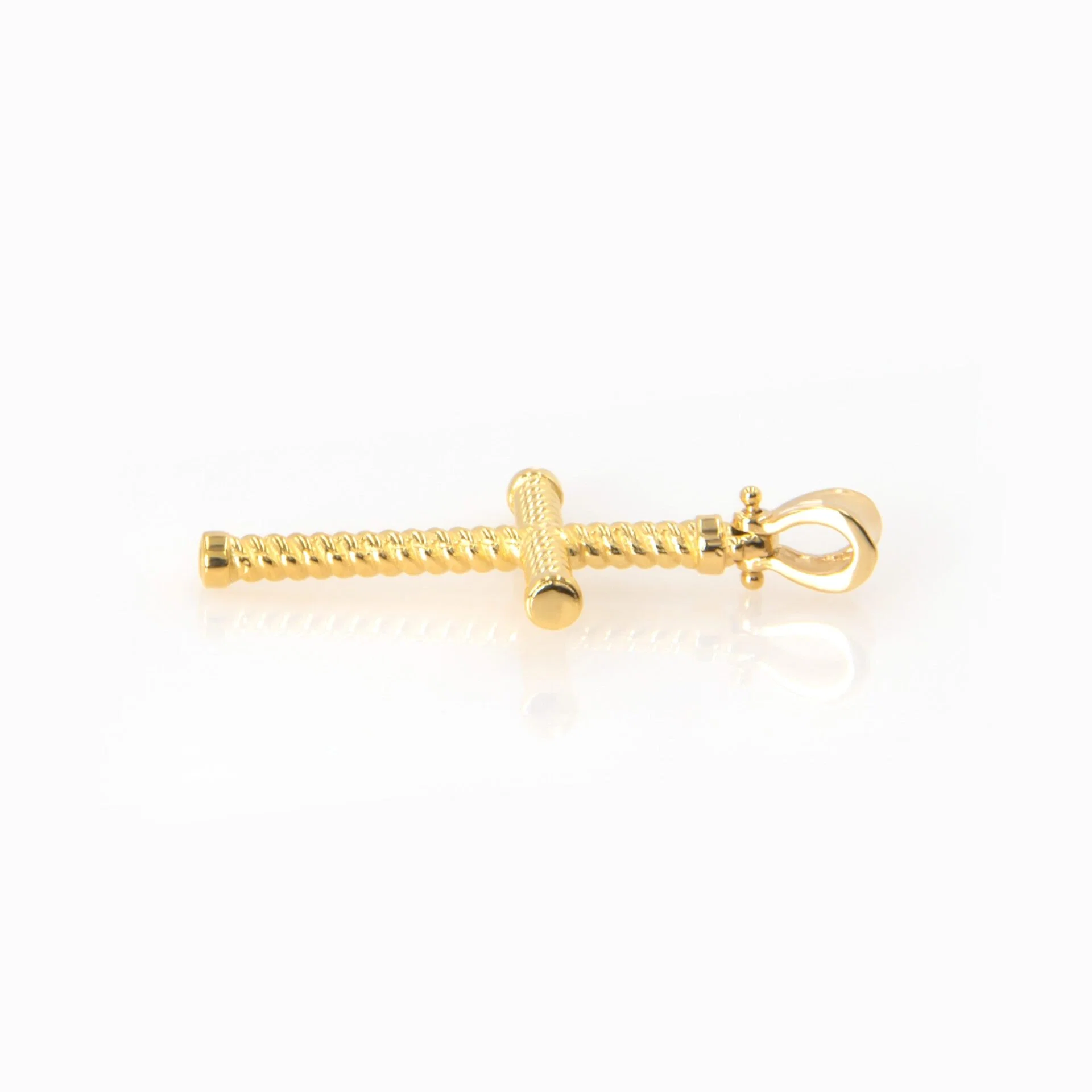Ribbed Cross Gold Pendant — additional product image 3 from AntEva Crafts