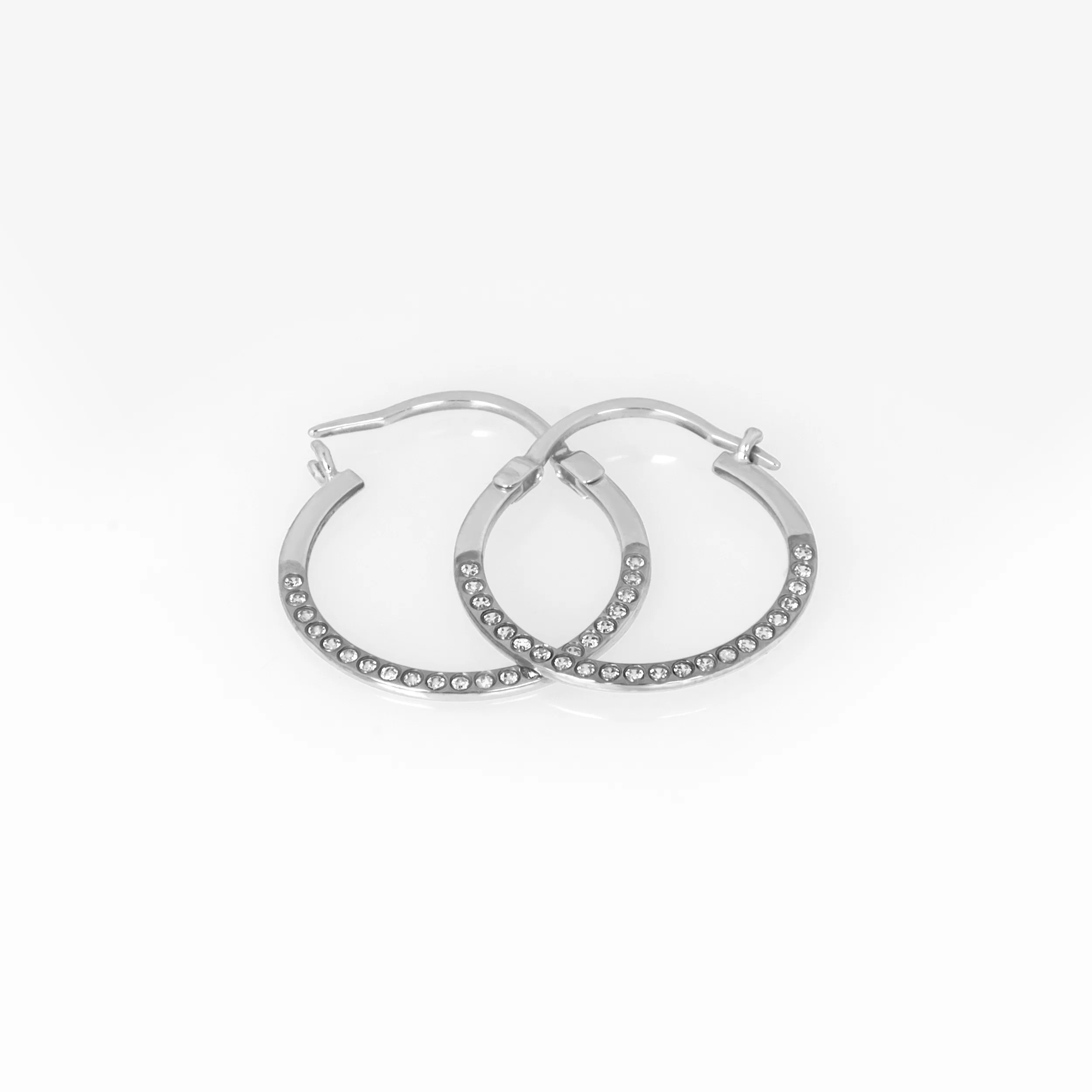 Solid Gold CZ Hoop Earrings – Minimalist Everyday Huggie Hoops — additional product image 3 from AntEva Crafts