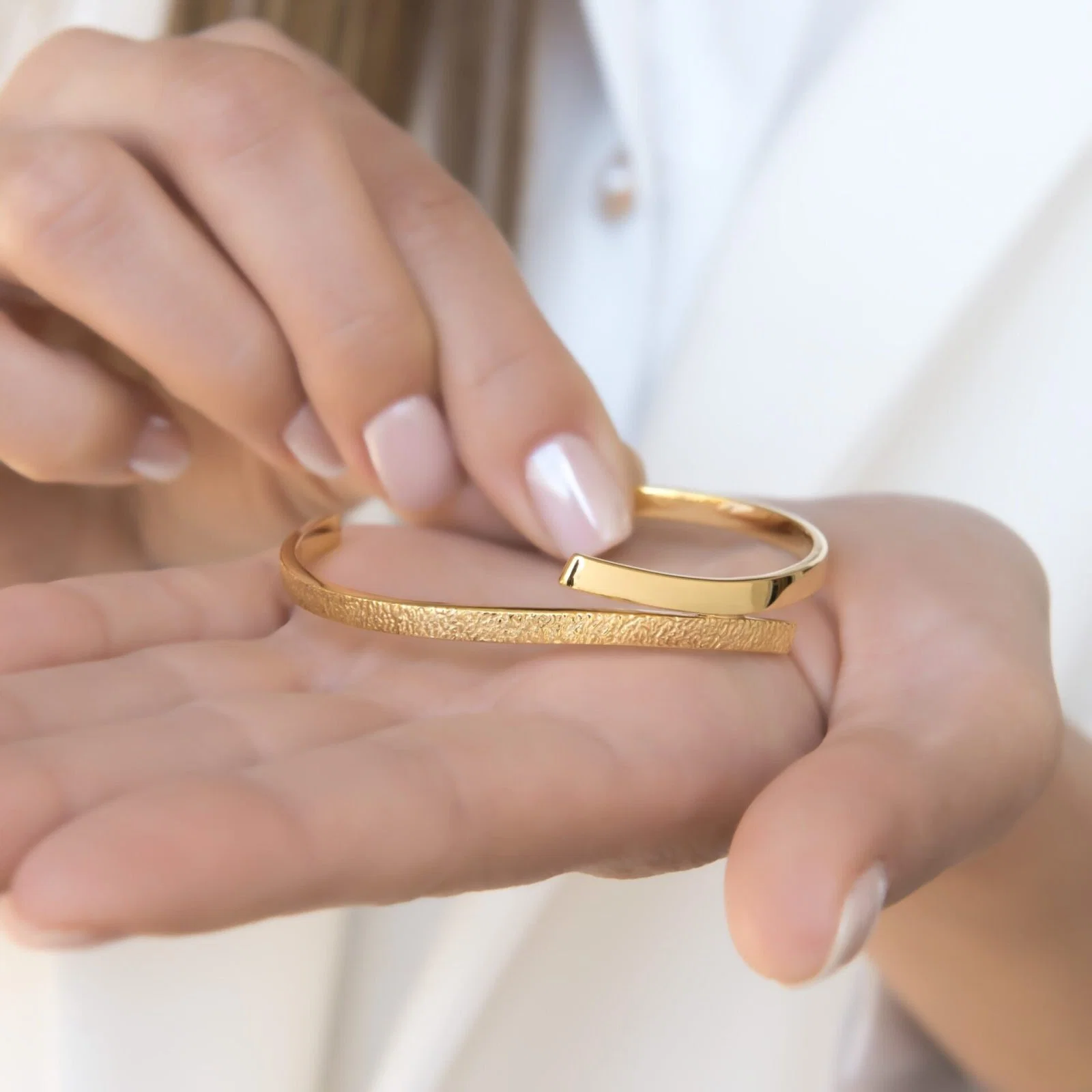 Gold Bypass Open Cuff Bangle — additional product image 5 from AntEva Crafts
