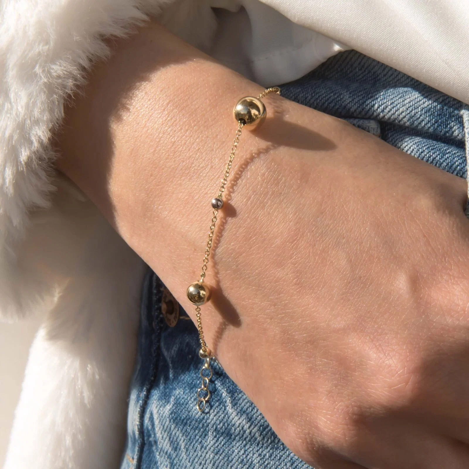 Beaded Two-Tone Ball Bracelet — additional product image 5 from AntEva Crafts