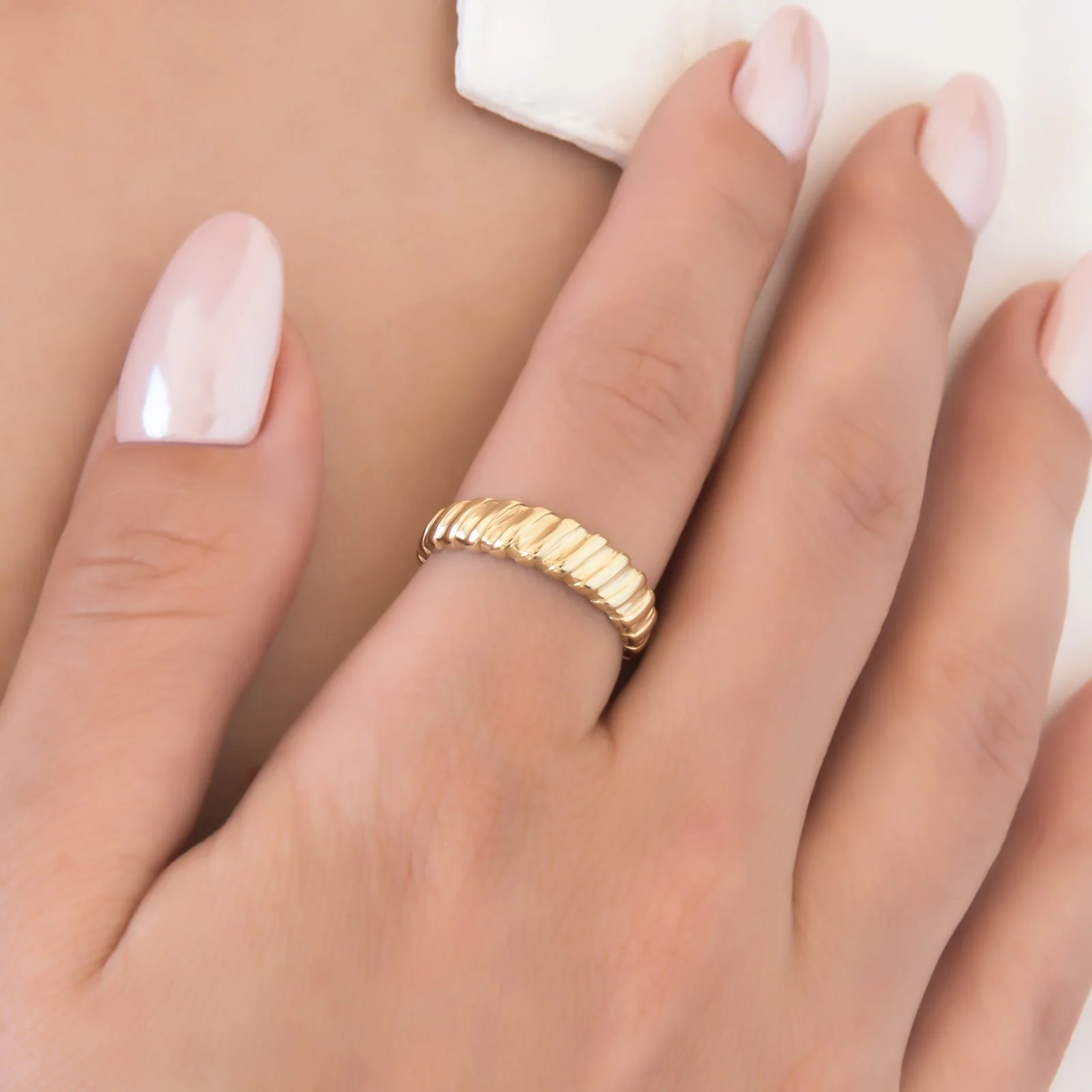 Croissant Ribbed Ring — additional product image 2 from AntEva Crafts