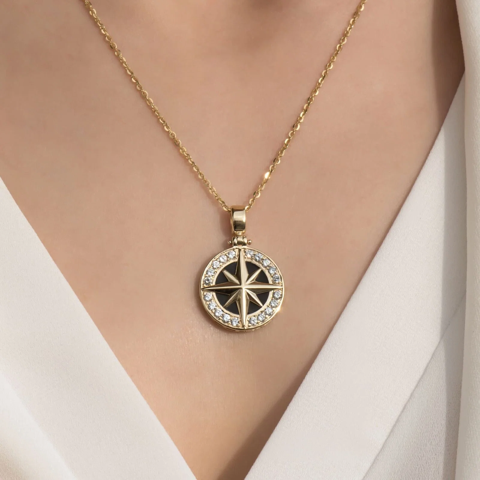 North Star Necklace with Black Enamel — additional product image 5 from AntEva Crafts