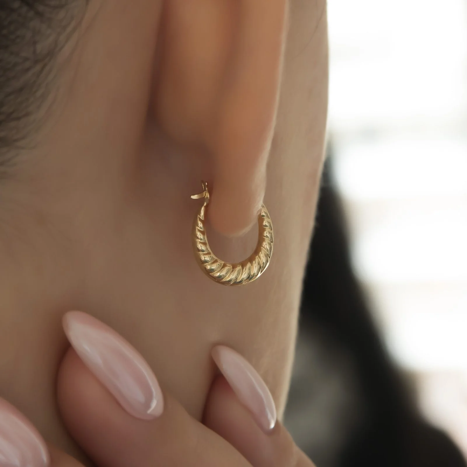 Croissant Oval Hoop Earrings — additional product image 2 from AntEva Crafts