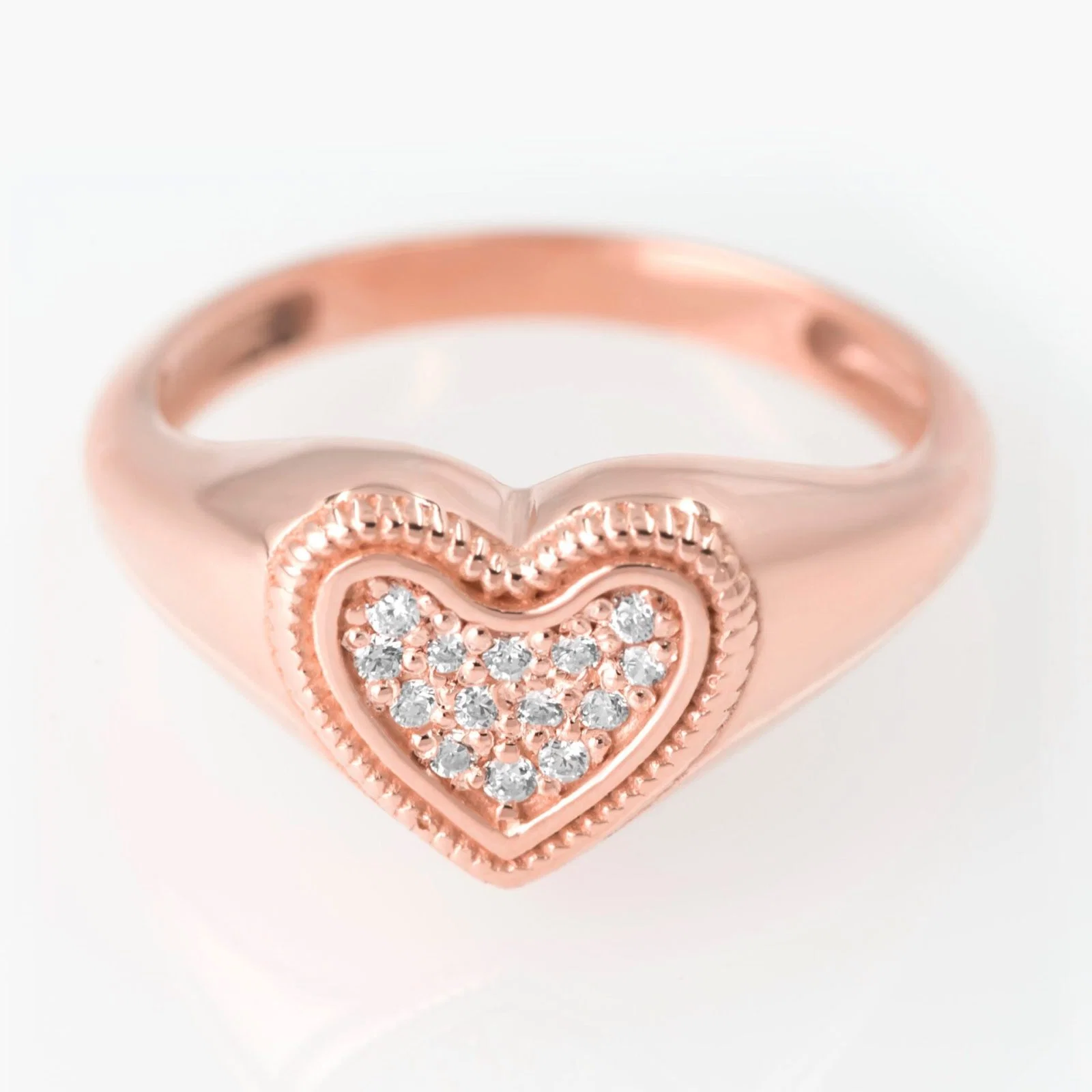 Diamond Heart Signet Ring — additional product image 3 from AntEva Crafts
