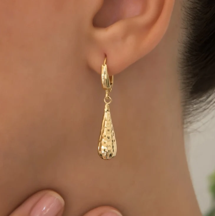 Gold Teardrop Earrings — additional product image 2 from AntEva Crafts
