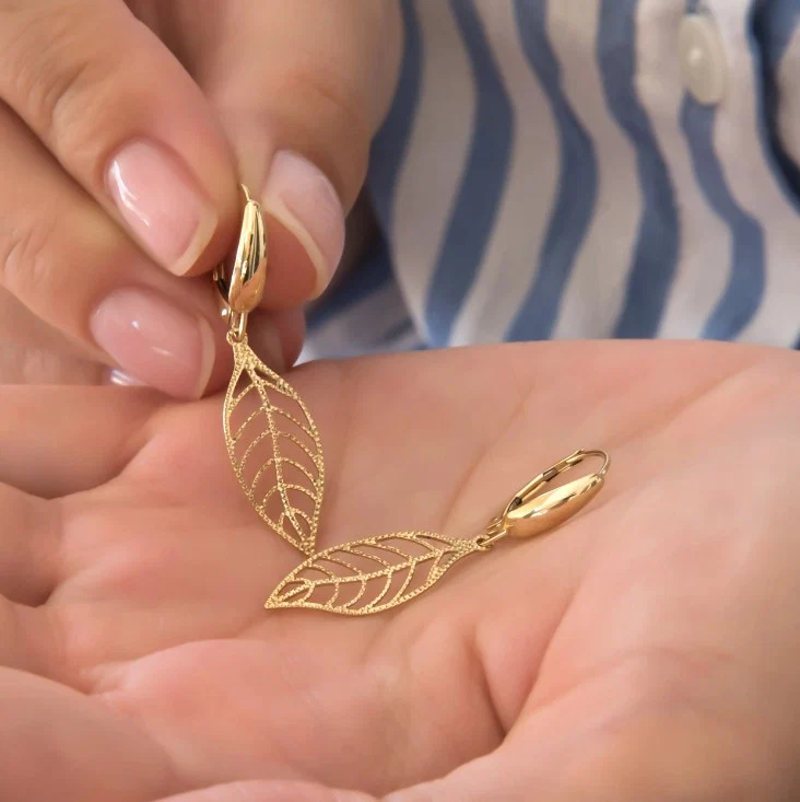 Leaf Shaped Earrings — additional product image 6 from AntEva Crafts