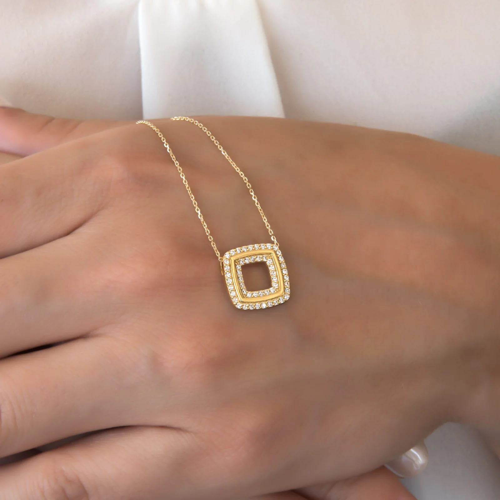 Square Charm Gemstone Necklace — additional product image 5 from AntEva Crafts