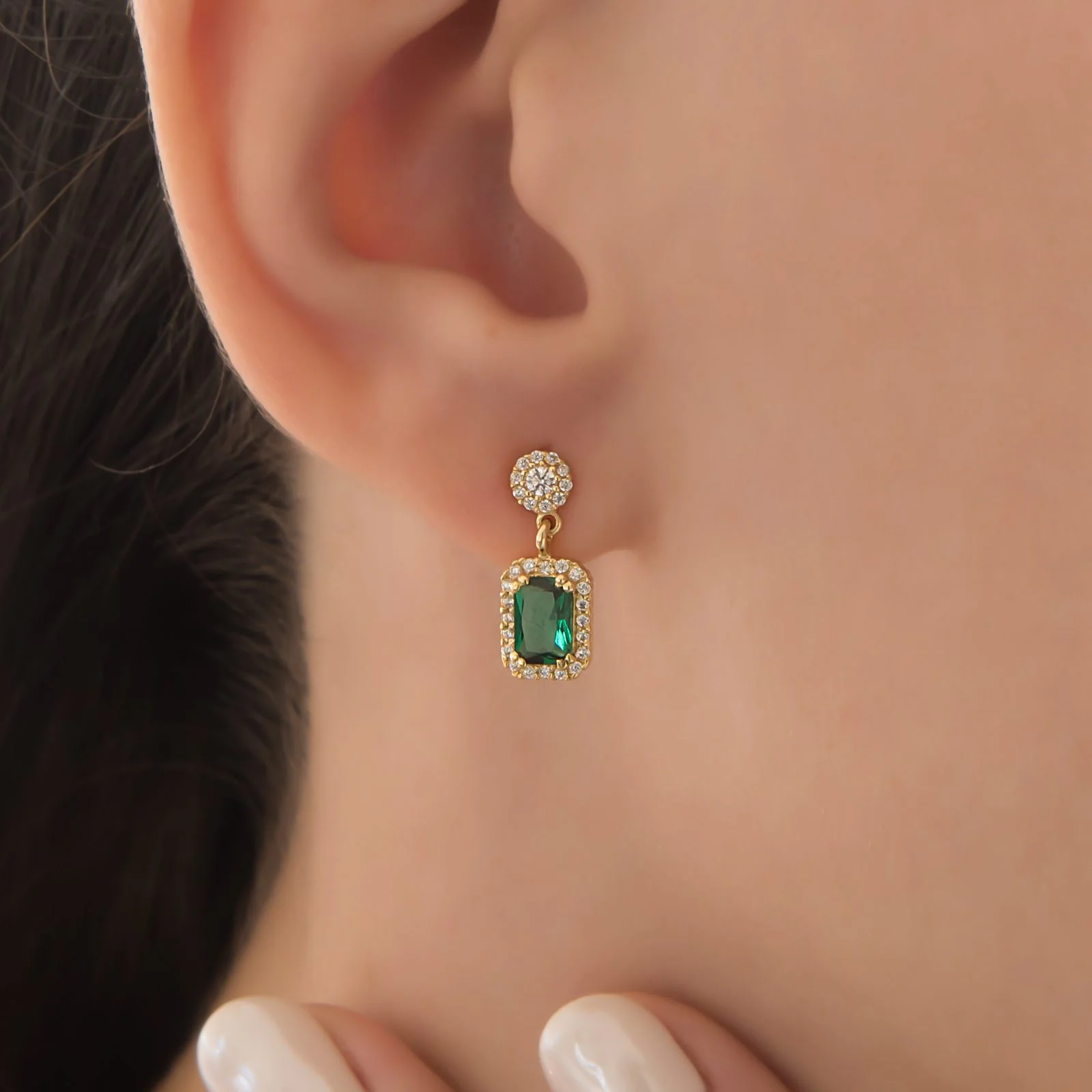 Drop Emerald Post Earrings — additional product image 5 from AntEva Crafts